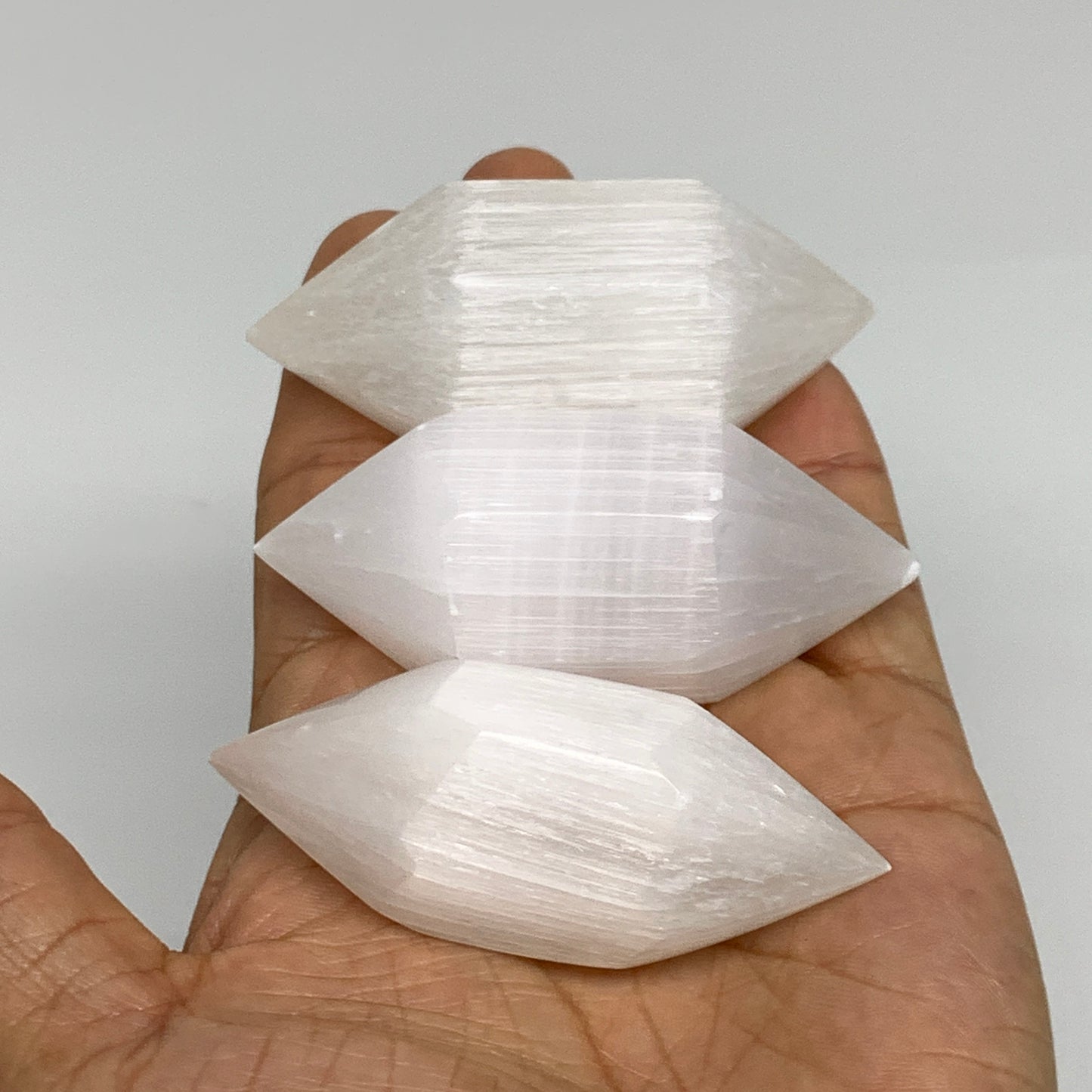 1pcs, 1.9"-2.7"x0.9"-1.2", Selenite Crystal Double Point Power White, B35914