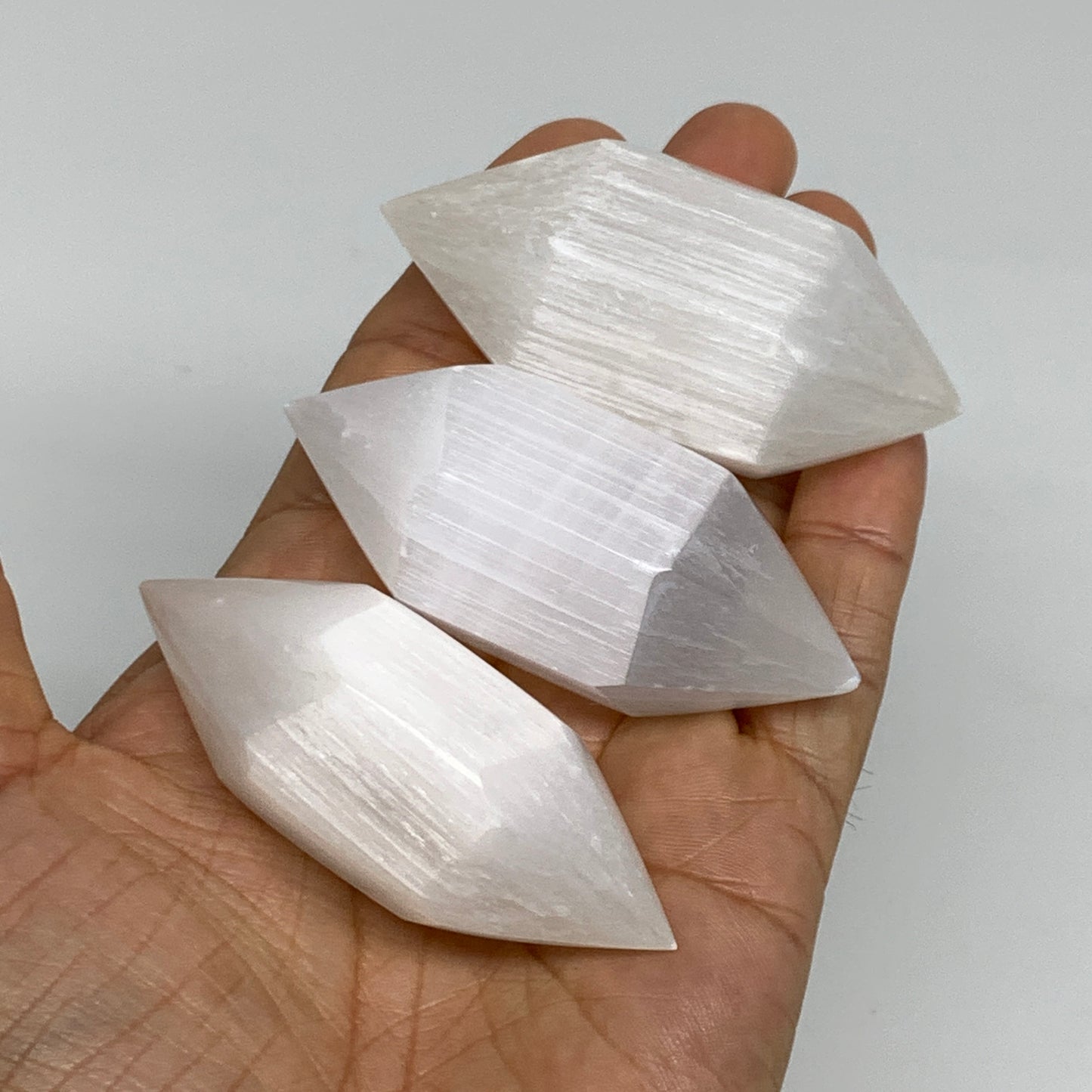1pcs, 1.9"-2.7"x0.9"-1.2", Selenite Crystal Double Point Power White, B35914