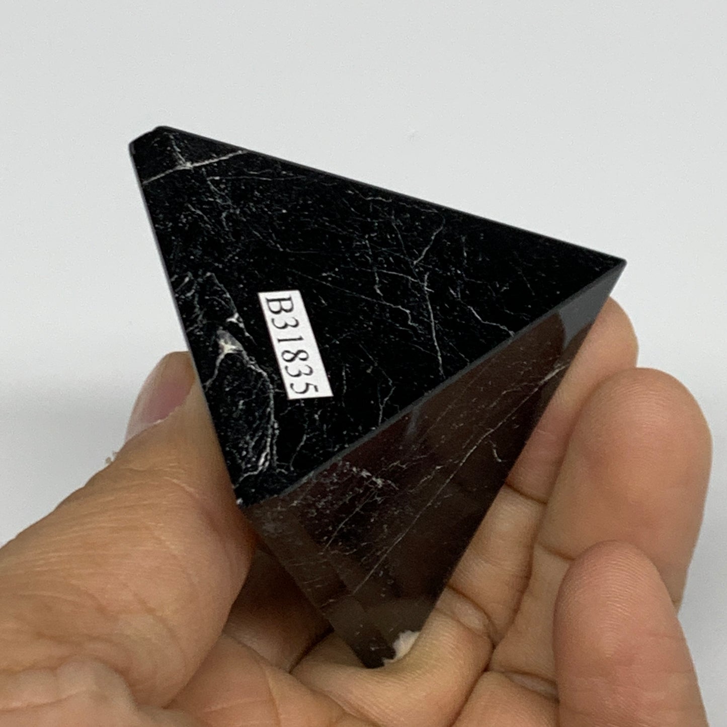 115.8g, 1.7"x1.7"x1.8", Black Tourmaline Pyramid Gemstone,Healing Crystal, B3183