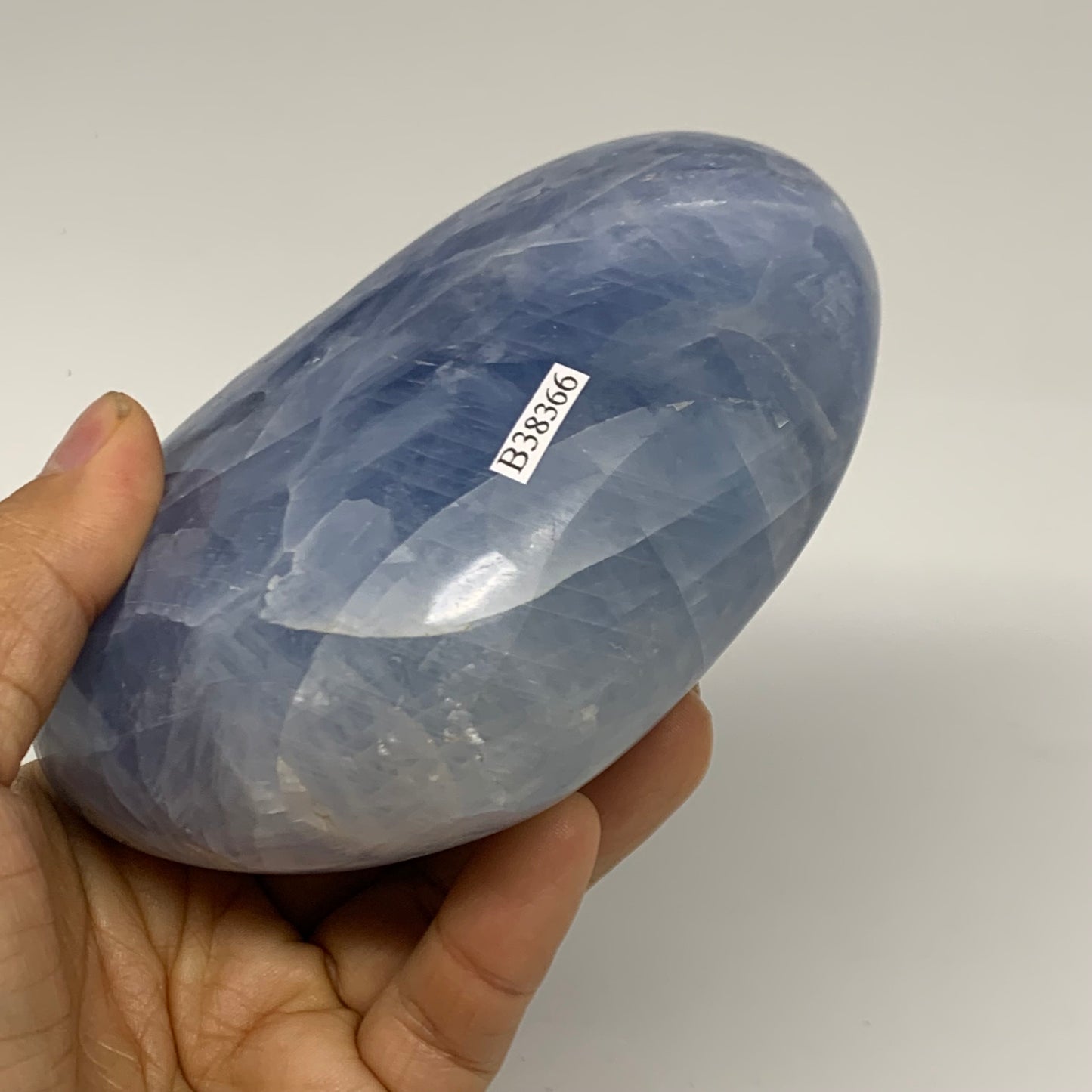 1.89 lbs, 3.8"x4.8"x2" Blue Calcite Heart Gemstones Reiki @Madagascar,B38366