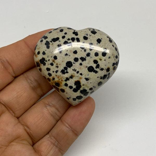 63.5g, 1.7"x1.9"x0.9" Dalmatian Jasper Heart Polished Healing Home Decor, B29549