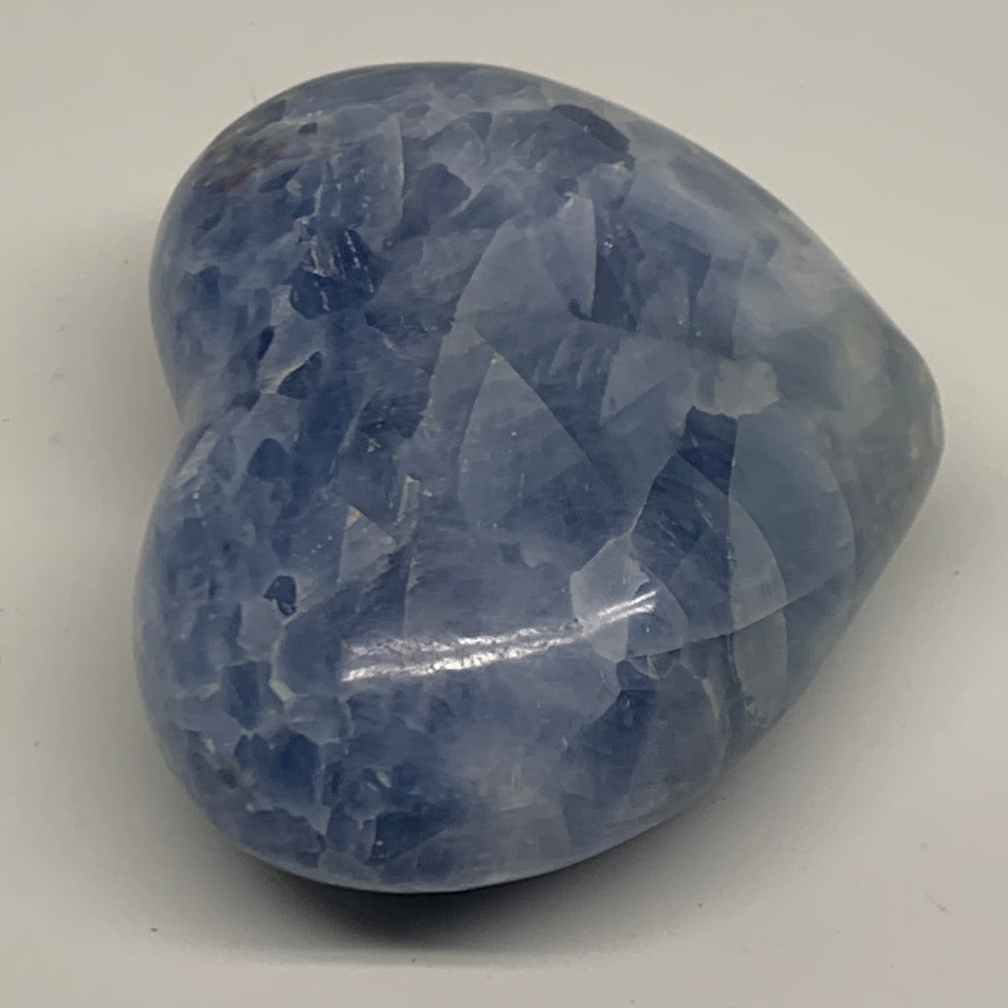 1.89 lbs, 3.8"x4.8"x2" Blue Calcite Heart Gemstones Reiki @Madagascar,B38366