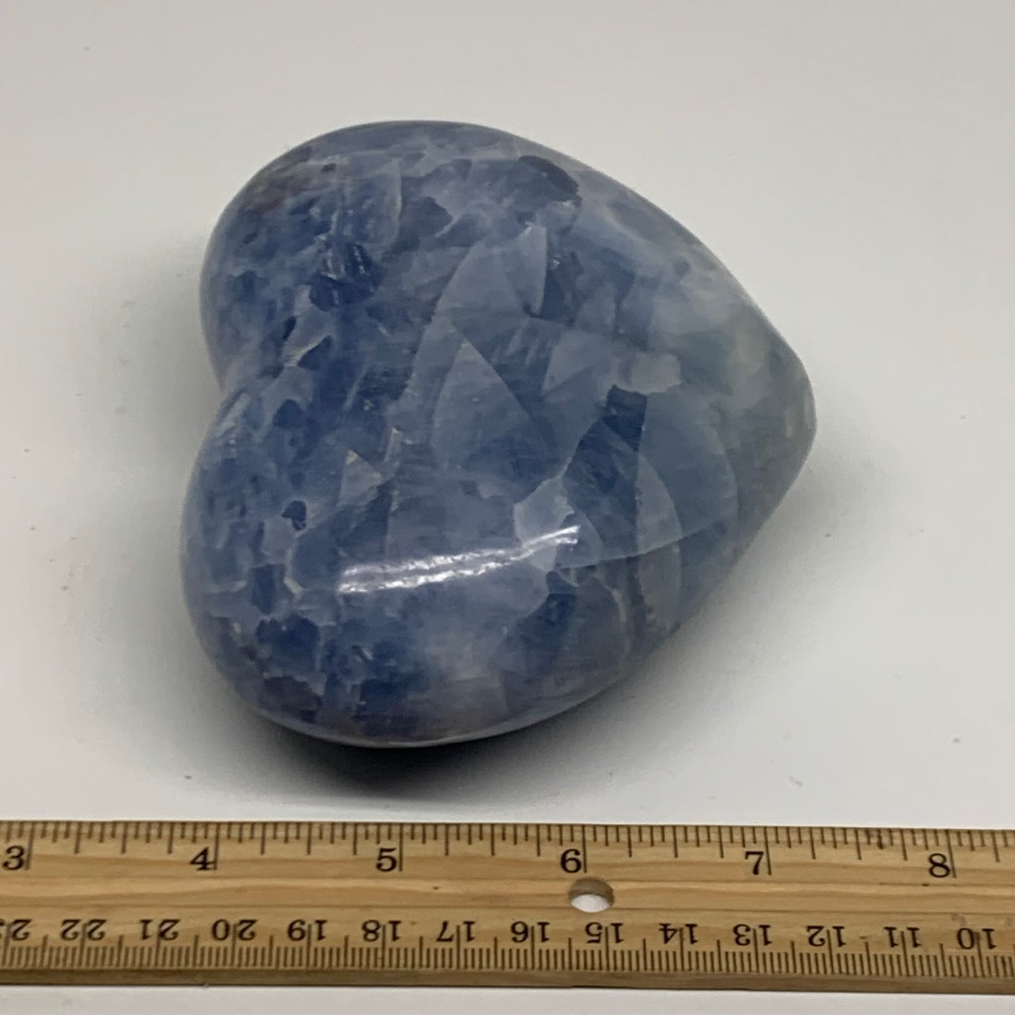 1.89 lbs, 3.8"x4.8"x2" Blue Calcite Heart Gemstones Reiki @Madagascar,B38366