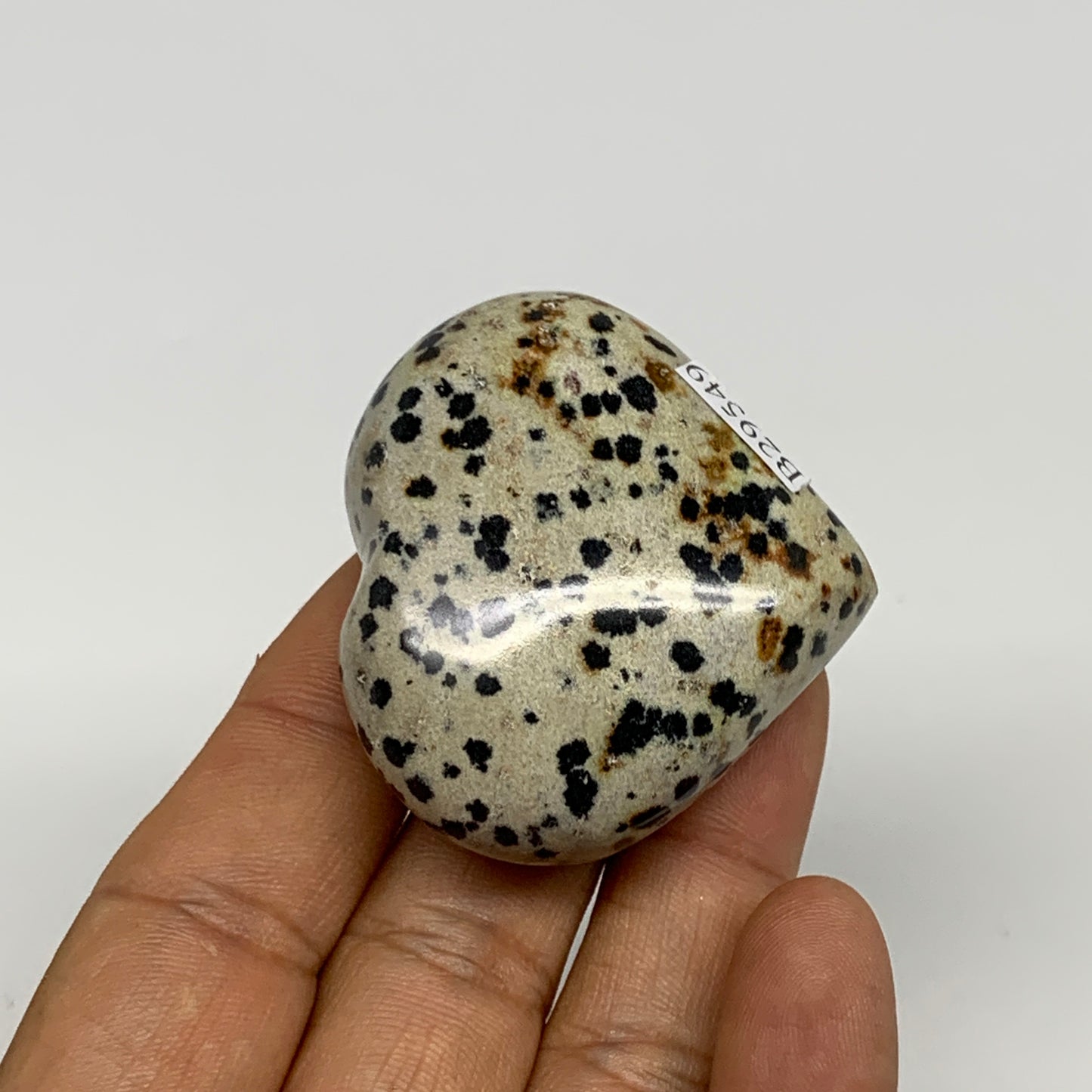 63.5g, 1.7"x1.9"x0.9" Dalmatian Jasper Heart Polished Healing Home Decor, B29549