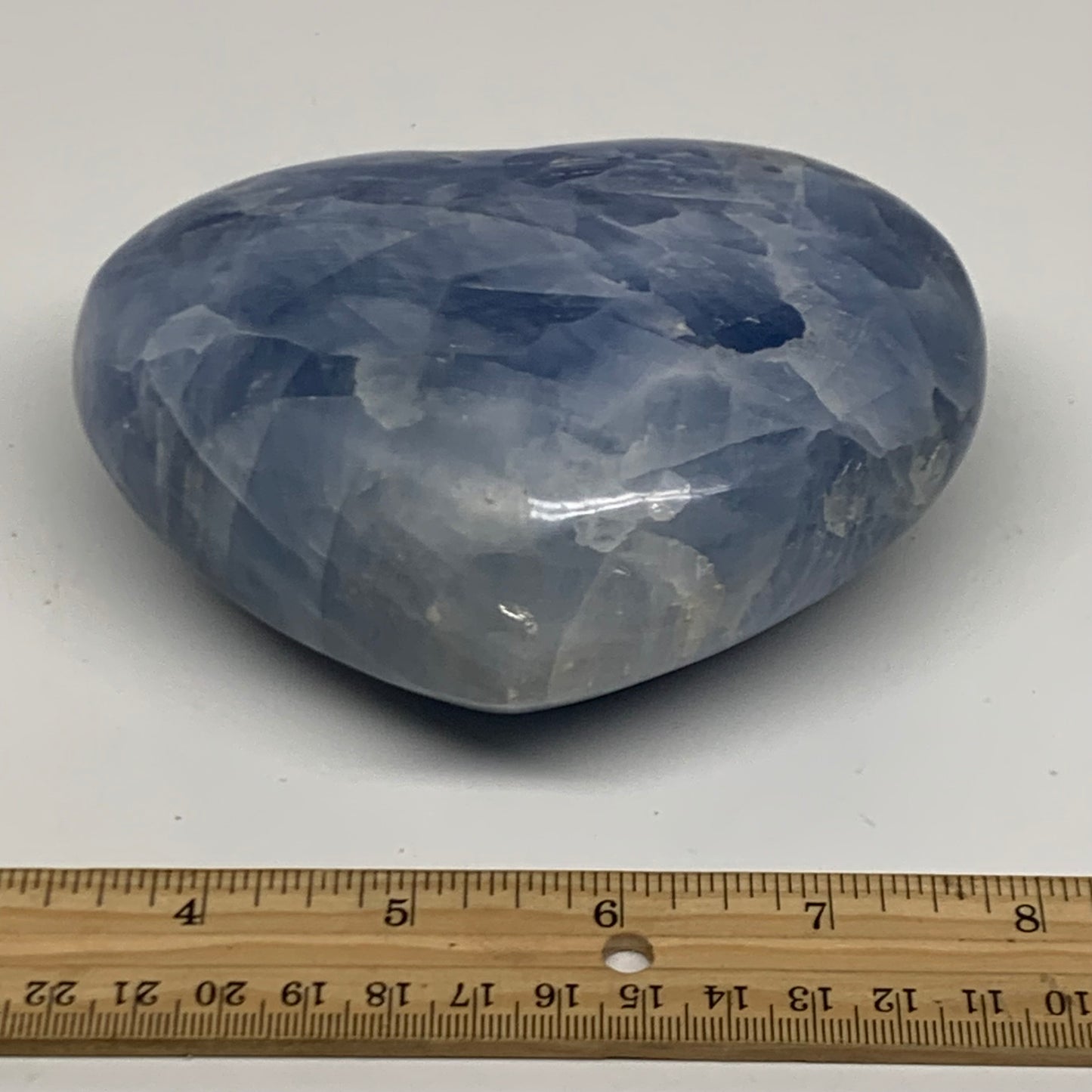 1.89 lbs, 3.8"x4.8"x2" Blue Calcite Heart Gemstones Reiki @Madagascar,B38366