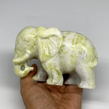 1.98 Lbs, 5"x3.3"x2.2" Natural Solid Serpentine Elephant Figurine @China, B27285