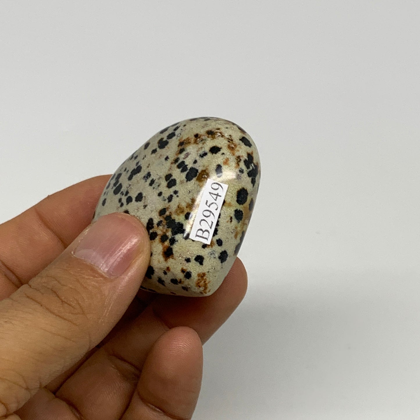 63.5g, 1.7"x1.9"x0.9" Dalmatian Jasper Heart Polished Healing Home Decor, B29549