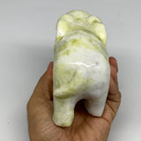 1.98 Lbs, 5"x3.3"x2.2" Natural Solid Serpentine Elephant Figurine @China, B27285