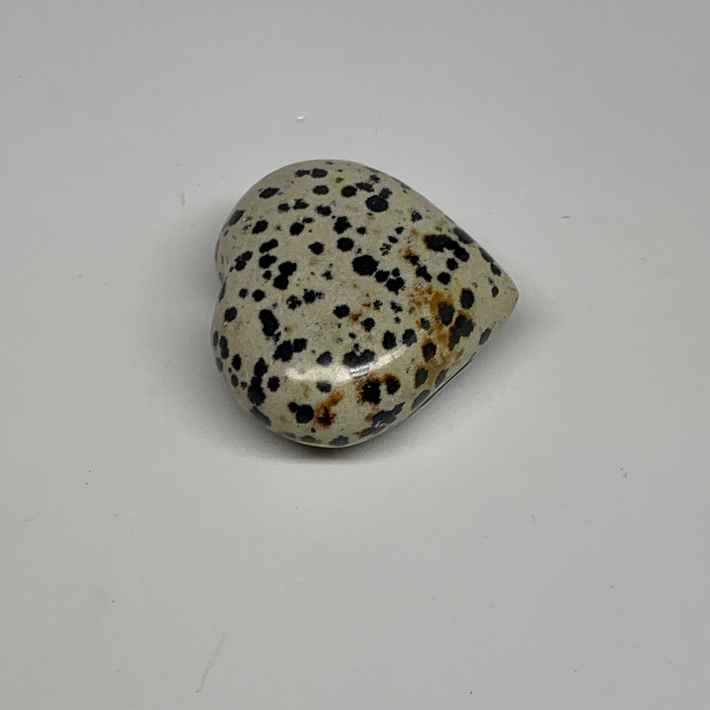63.5g, 1.7"x1.9"x0.9" Dalmatian Jasper Heart Polished Healing Home Decor, B29549