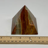 0.89 lbs, 2.8"x2.9"x2.9", Green Onyx Pyramid Gemstone Crystal, B32467