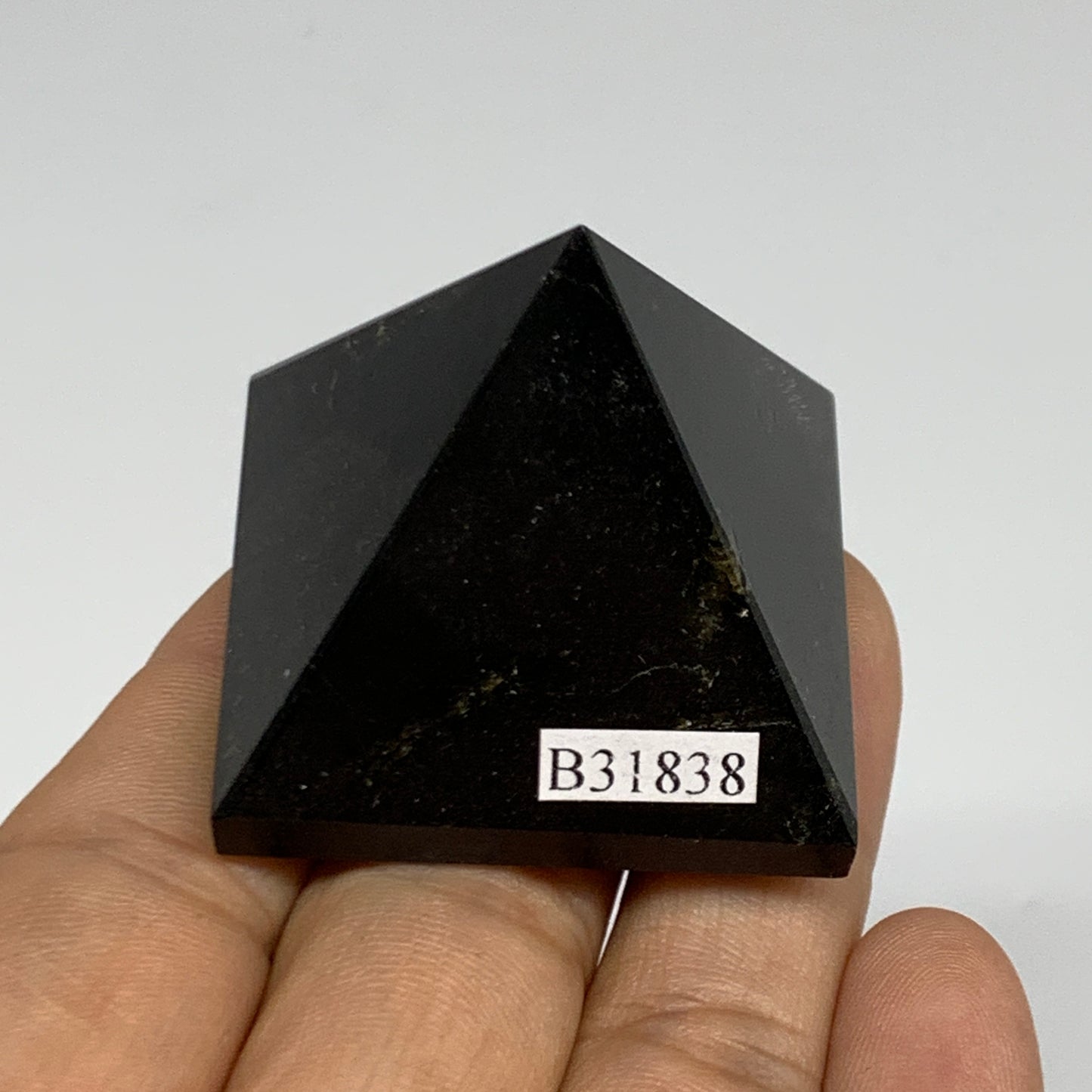 68.2g, 1.3"x1.5"x1.6", Black Tourmaline Pyramid Gemstone,Healing Crystal, B31838