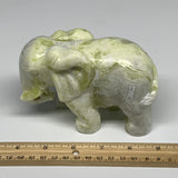 863g, 5"x3.5"x2.2" Natural Solid Serpentine Elephant Figurine @China, B27286