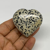 74.9g, 2"x2"x0.9" Dalmatian Jasper Heart Polished Healing Home Decor, B29557