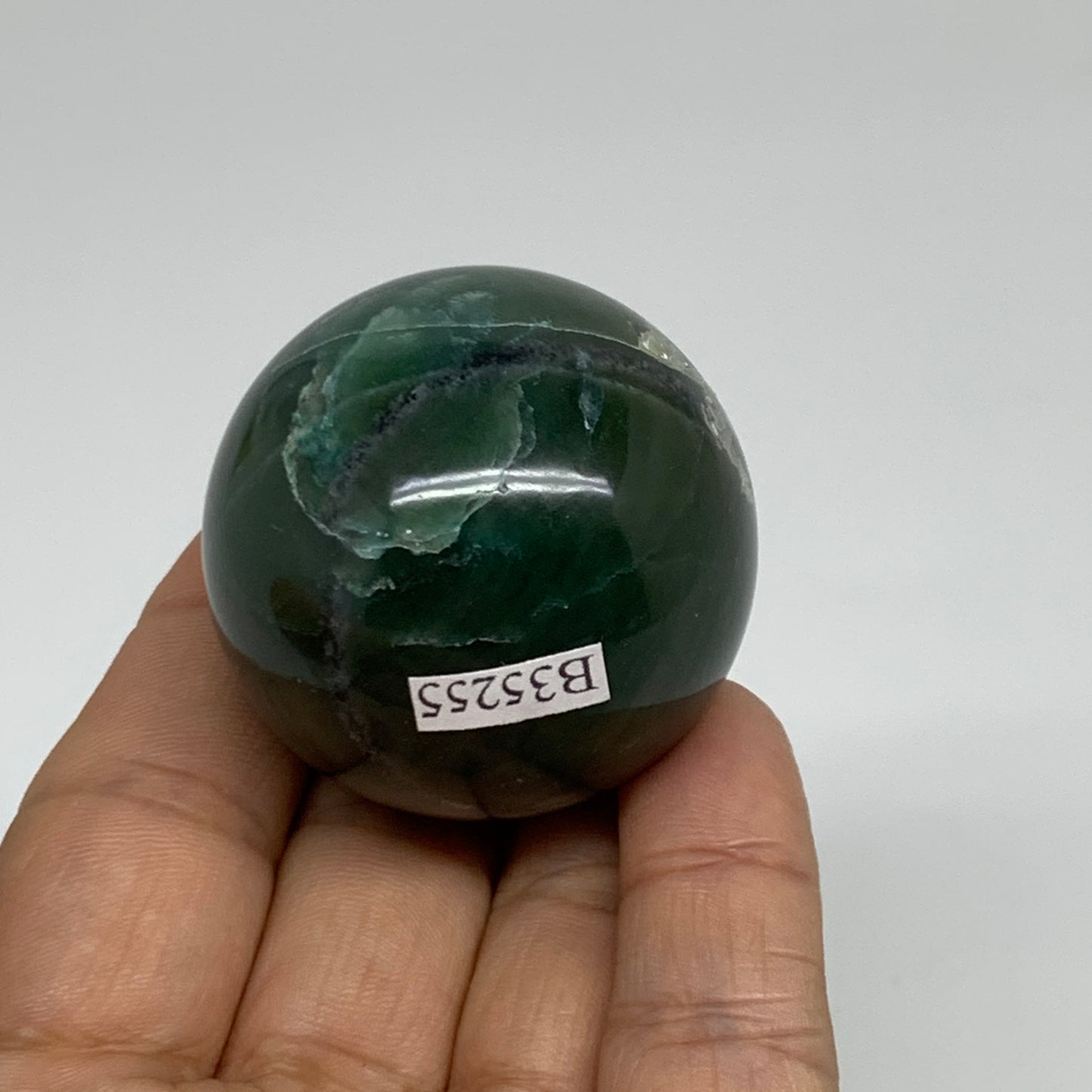 101g, 1.7"(41mm) Green Zade Stone Sphere Gemstone,Healing Crystal, B35255