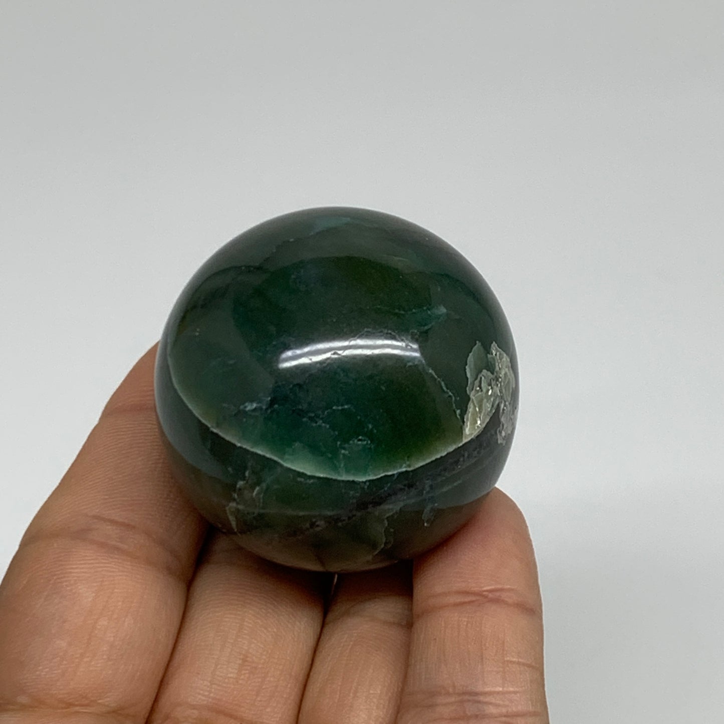 101g, 1.7"(41mm) Green Zade Stone Sphere Gemstone,Healing Crystal, B35255