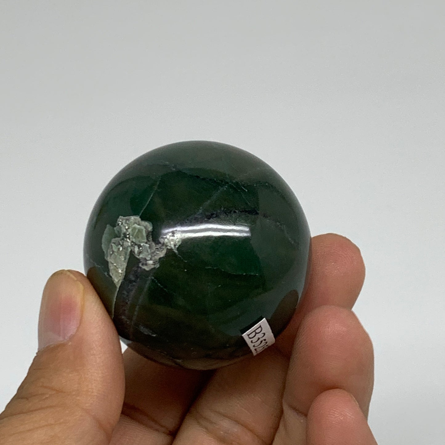 101g, 1.7"(41mm) Green Zade Stone Sphere Gemstone,Healing Crystal, B35255