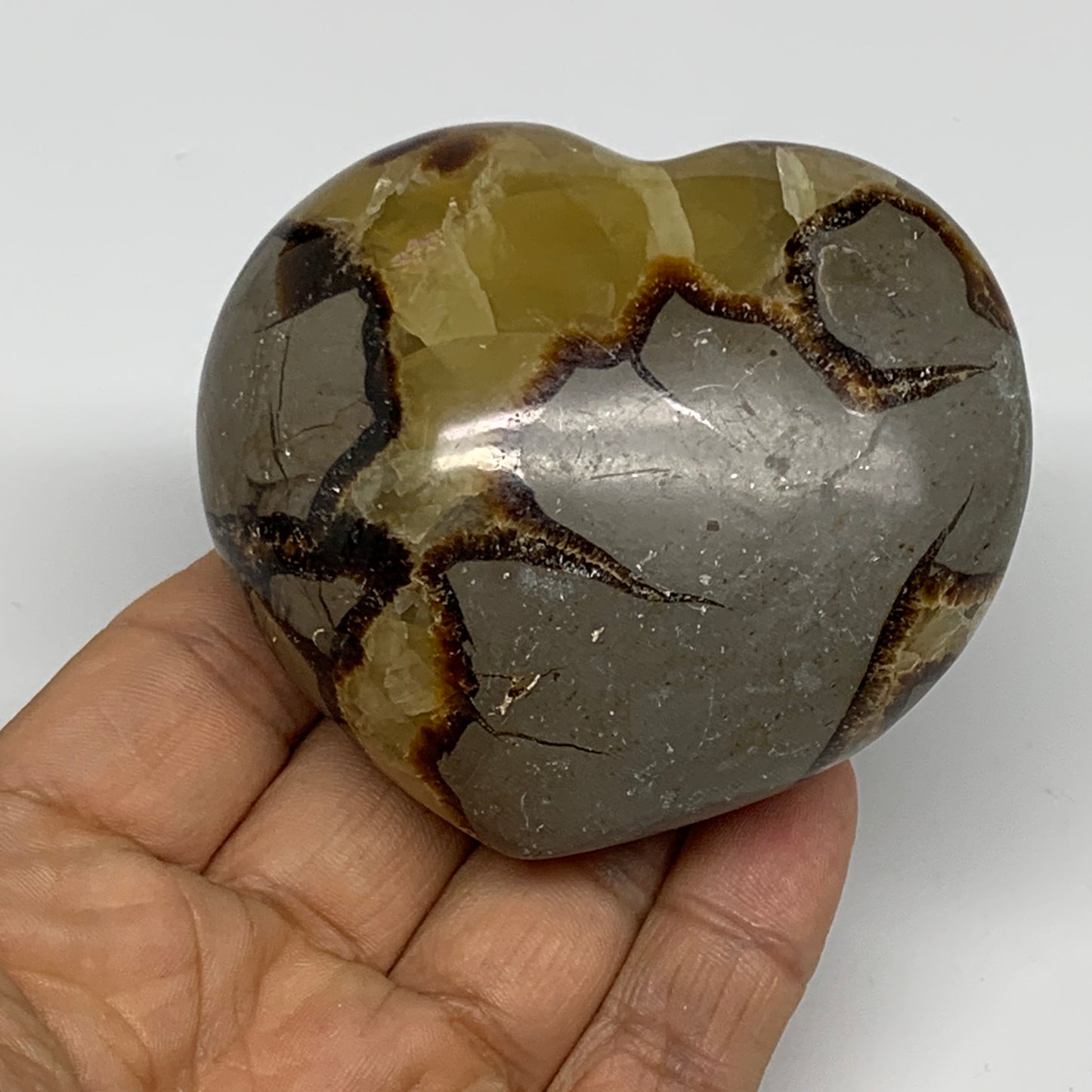 0.5 lbs, 2.5"x2.8"x1.4" Septarian Nodules Heart Polished Healing Crystal, B31038