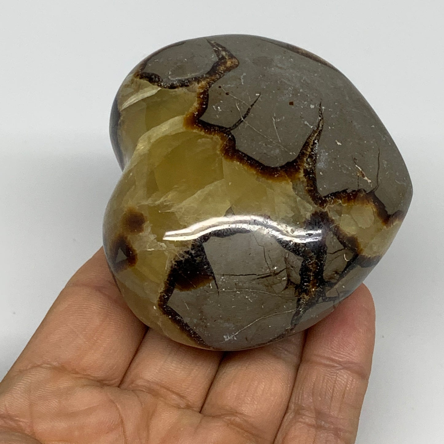 0.5 lbs, 2.5"x2.8"x1.4" Septarian Nodules Heart Polished Healing Crystal, B31038