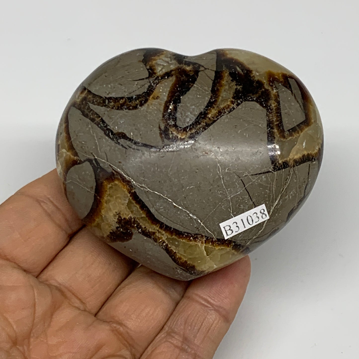 0.5 lbs, 2.5"x2.8"x1.4" Septarian Nodules Heart Polished Healing Crystal, B31038