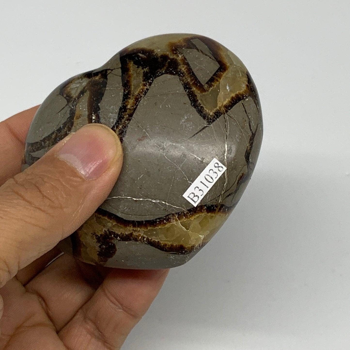 0.5 lbs, 2.5"x2.8"x1.4" Septarian Nodules Heart Polished Healing Crystal, B31038