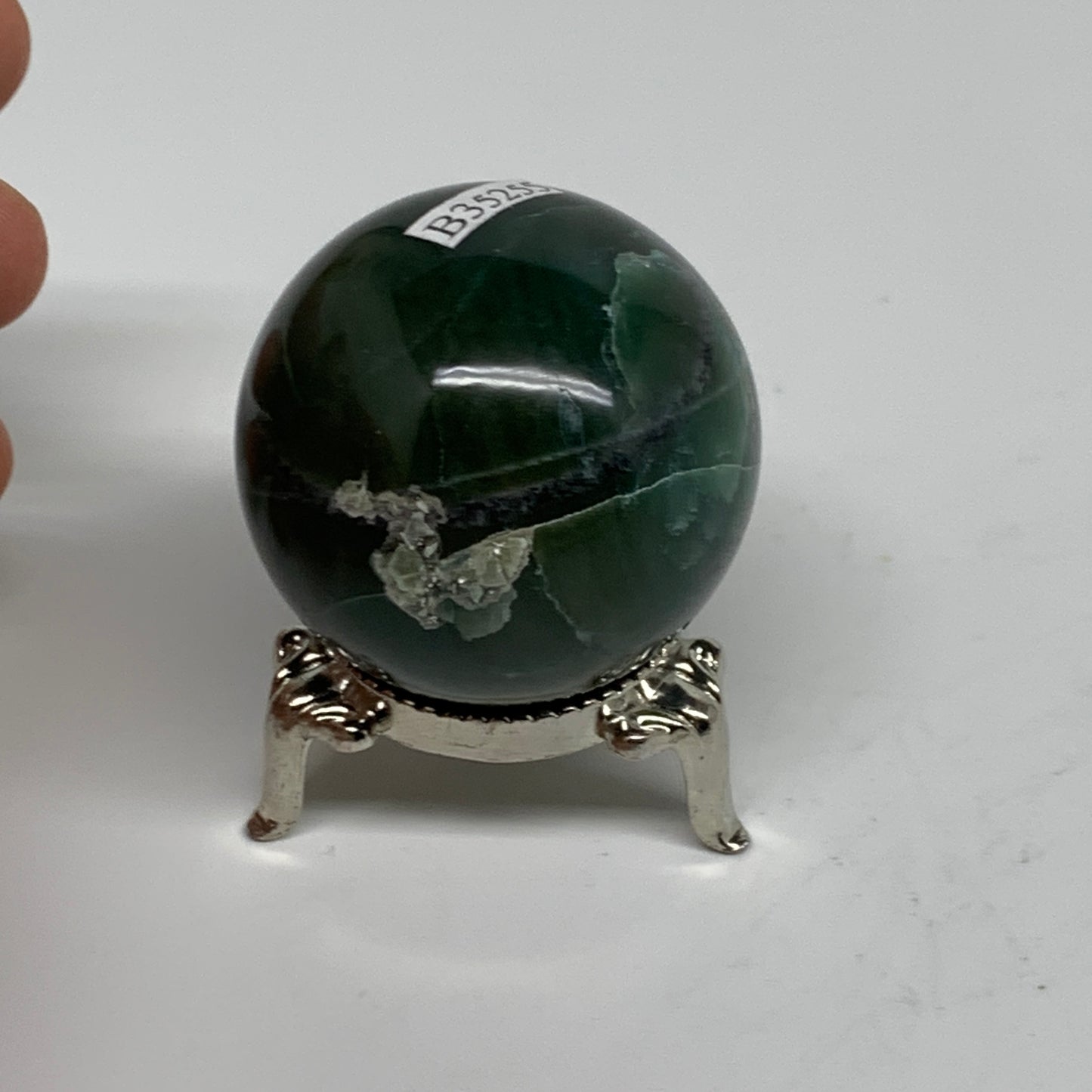 101g, 1.7"(41mm) Green Zade Stone Sphere Gemstone,Healing Crystal, B35255