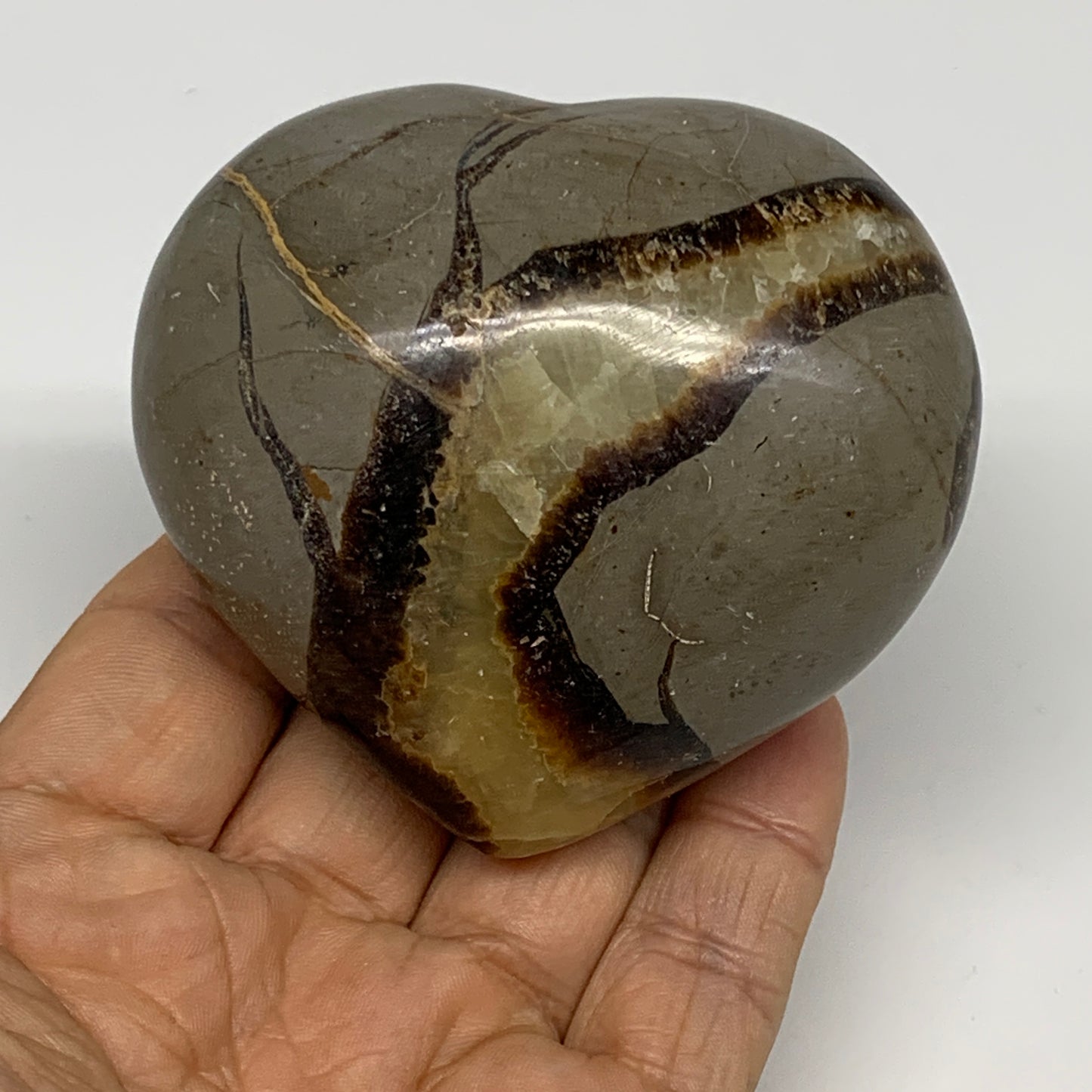 0.58 lbs, 2.6"x2.8"x1.6" Septarian Nodules Heart Polished Healing Crystal, B3103