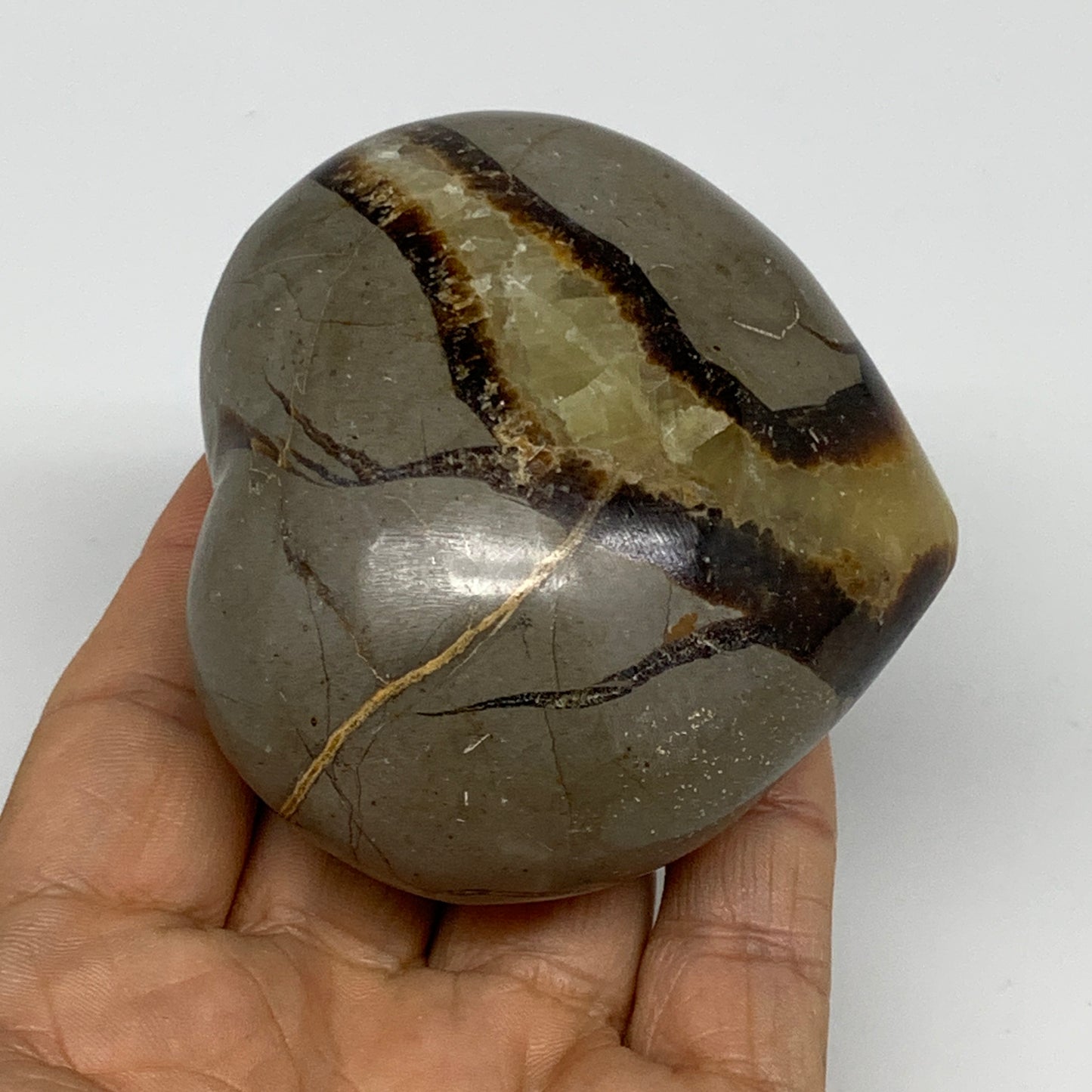 0.58 lbs, 2.6"x2.8"x1.6" Septarian Nodules Heart Polished Healing Crystal, B3103