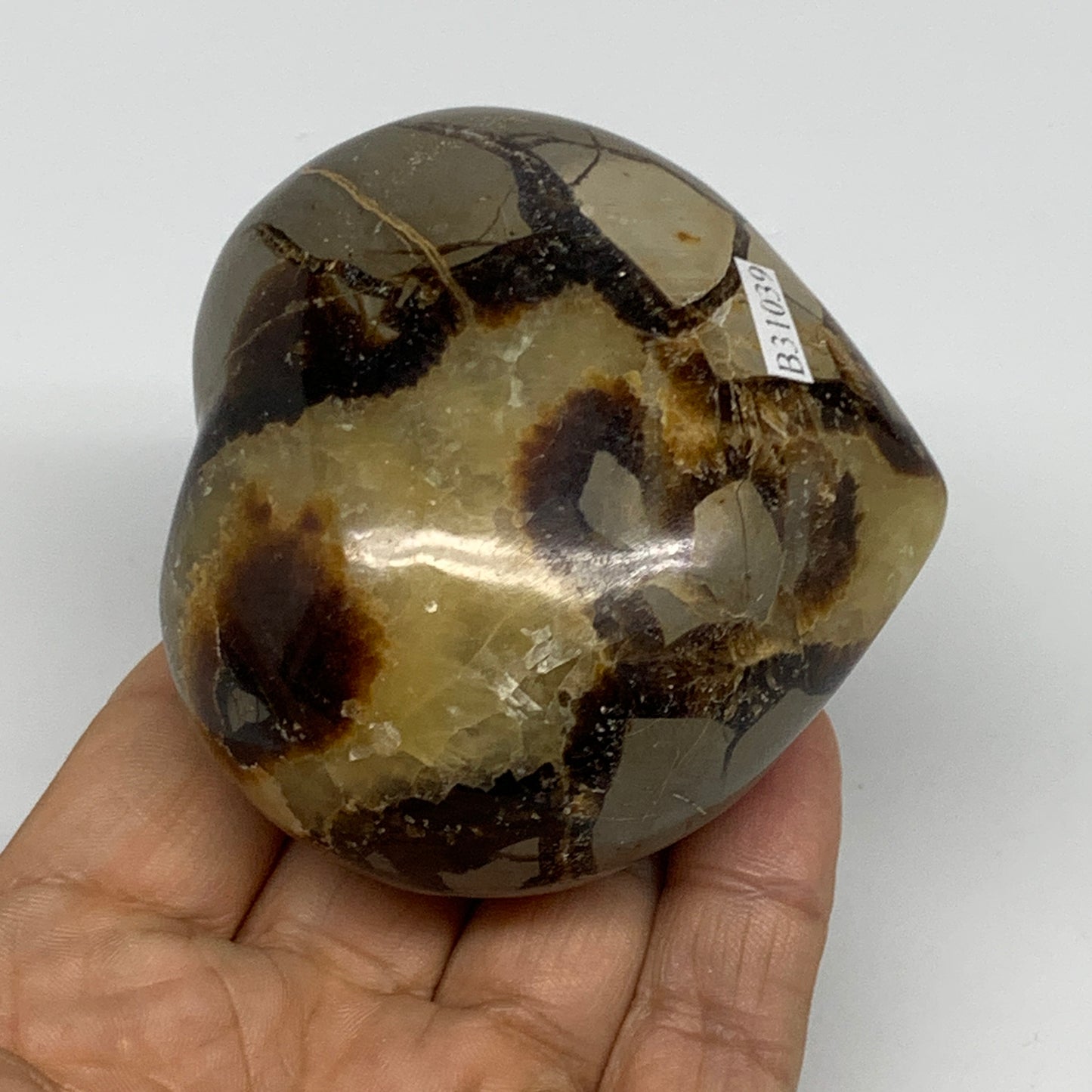 0.58 lbs, 2.6"x2.8"x1.6" Septarian Nodules Heart Polished Healing Crystal, B3103