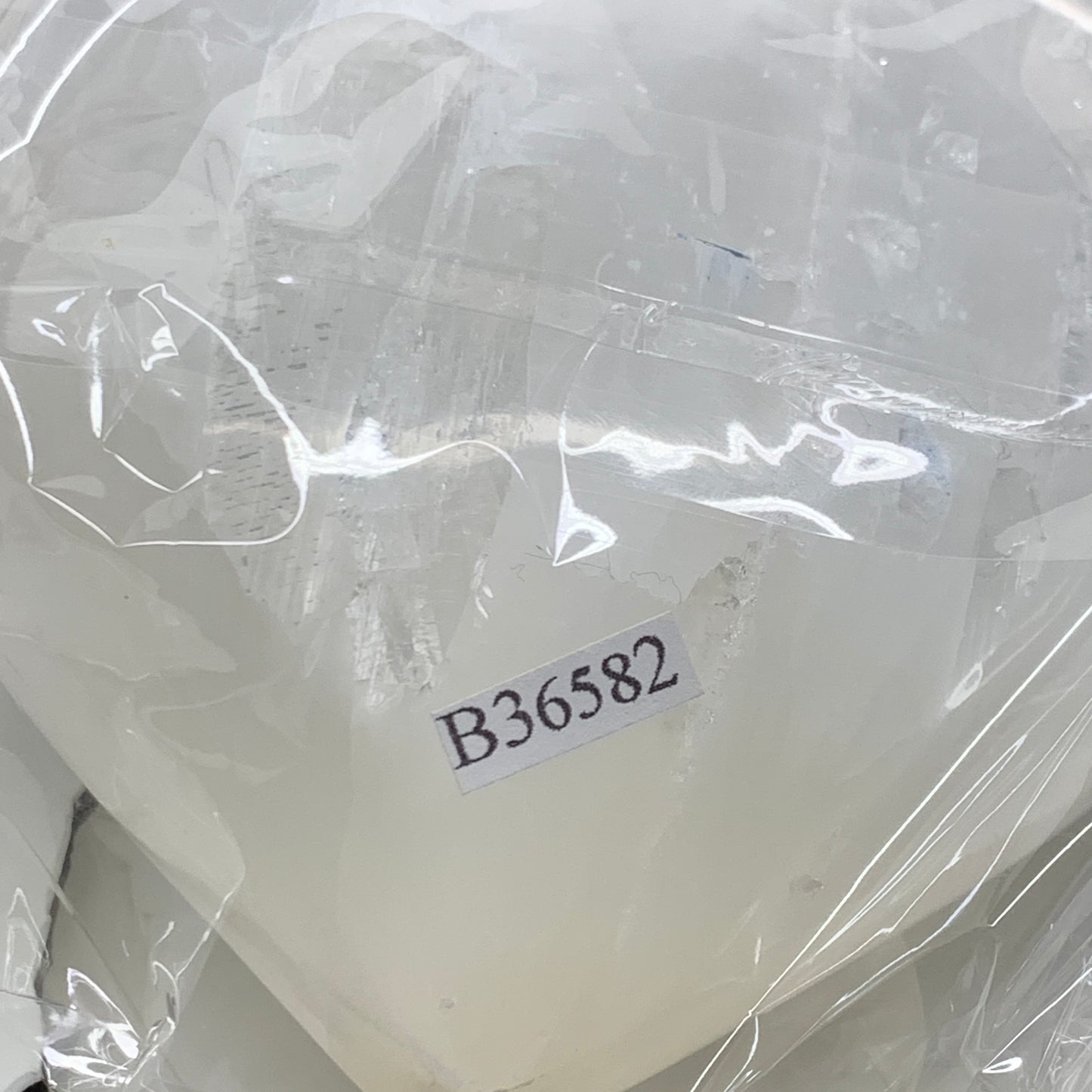 0.92 lbs, 3.8"x3.8"x1.6", Selenite Half Puffy Heart Crystals, Satin Spar, B36582