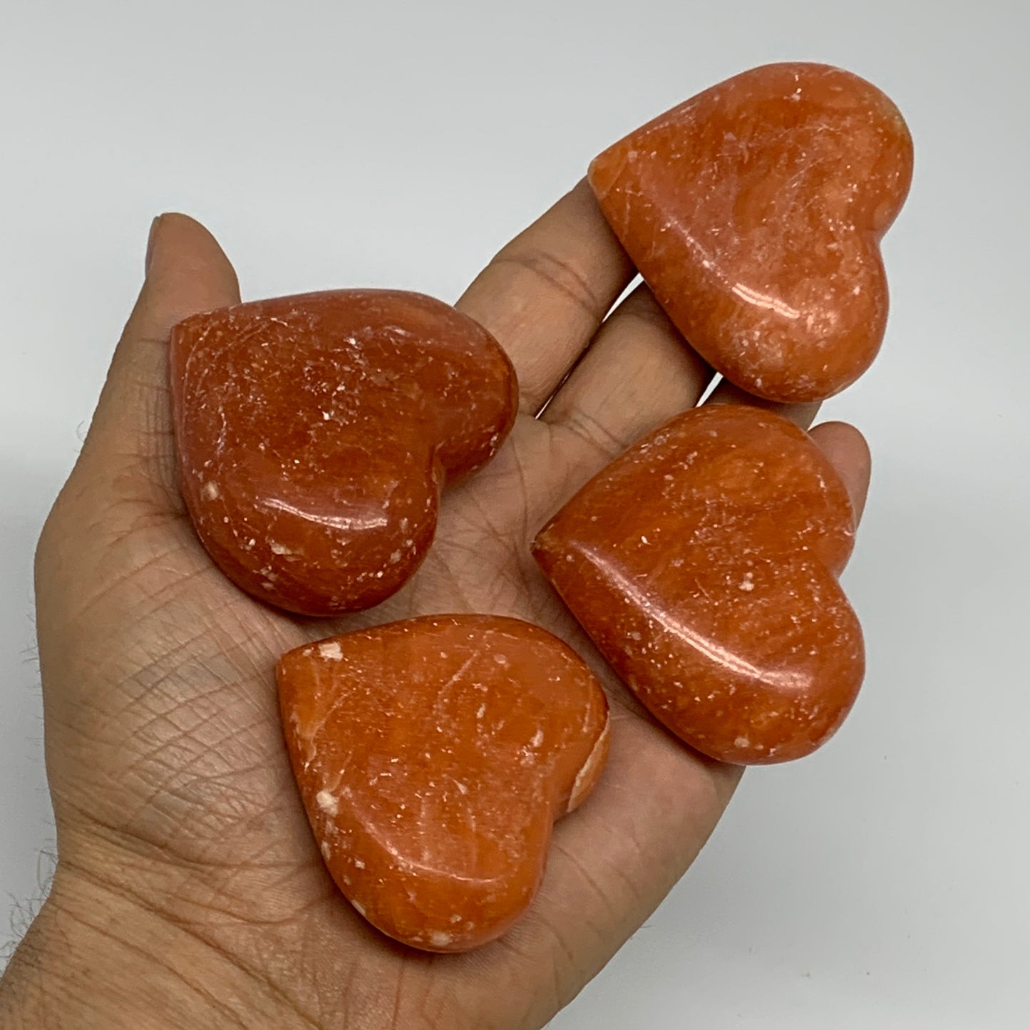 1050g (2.3 lbs) ,15 pcs, 1.6"- 2", Orange Calcite Hearts @Madagascar, B33845
