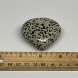 83.2g, 2"x2.1"x0.9" Dalmatian Jasper Heart Polished Healing Home Decor, B29559