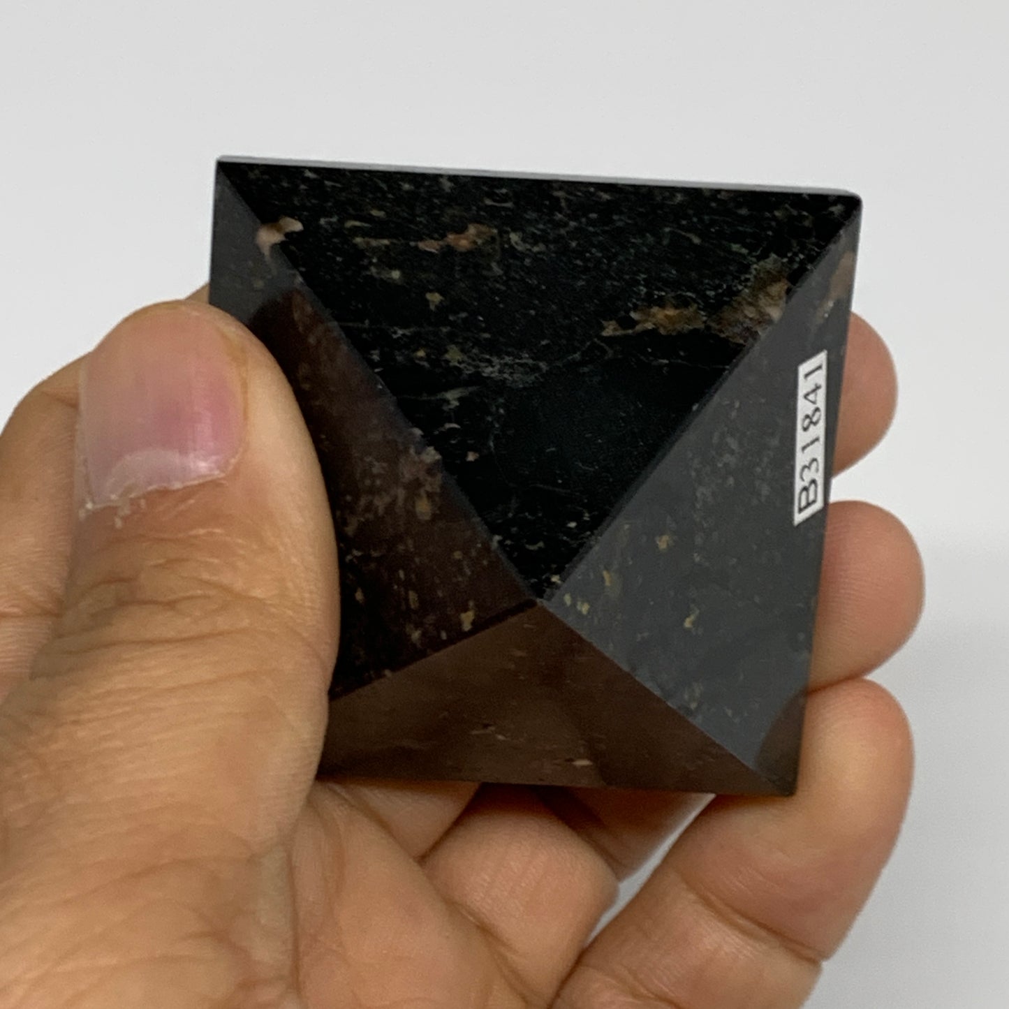 103.8g, 1.4"x1.8"x1.9", Black Tourmaline Pyramid Gemstone,Healing Crystal, B3184