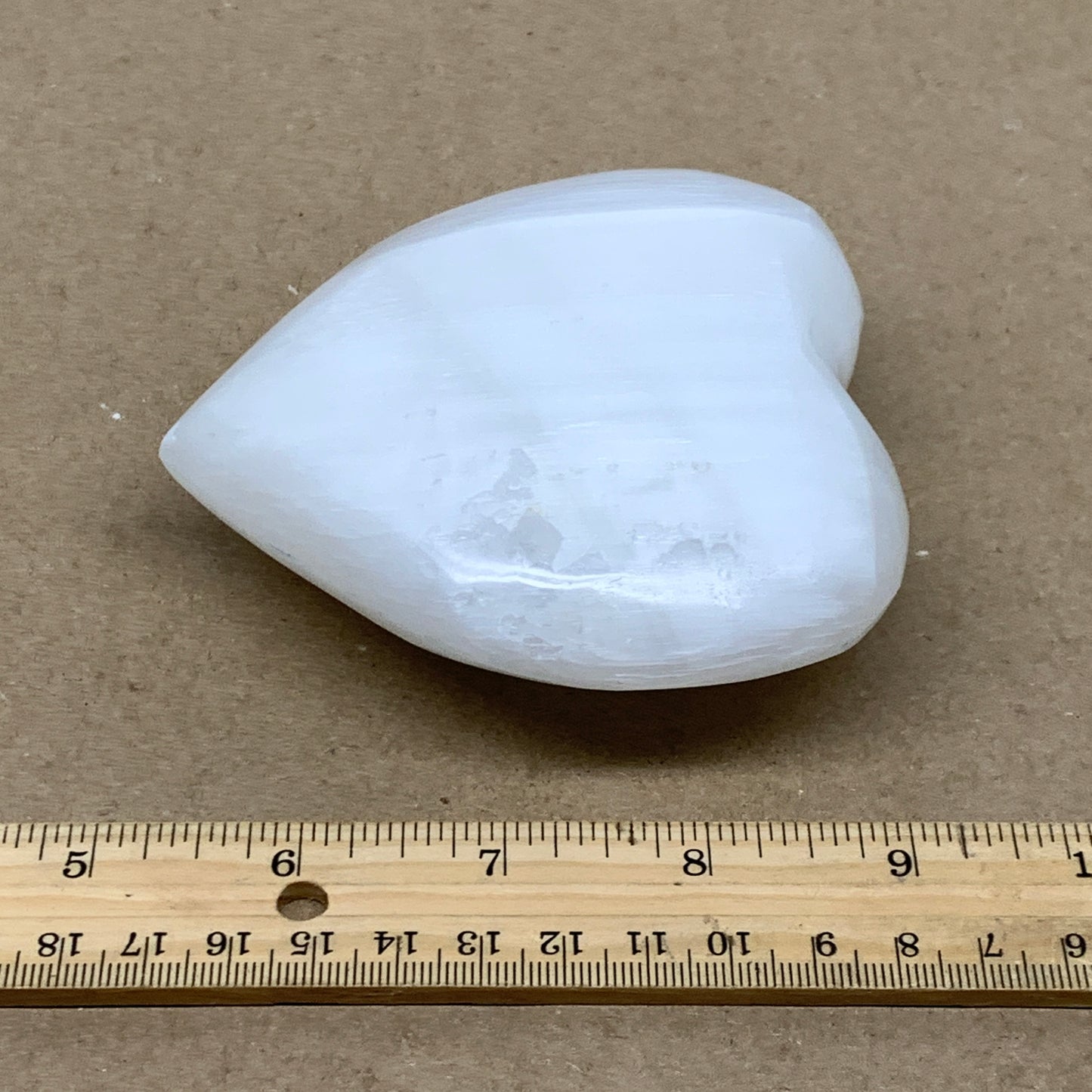 0.93 lbs, 4"x4.1"x1.5", Selenite Half Puffy Heart Crystals, Satin Spar, B36584