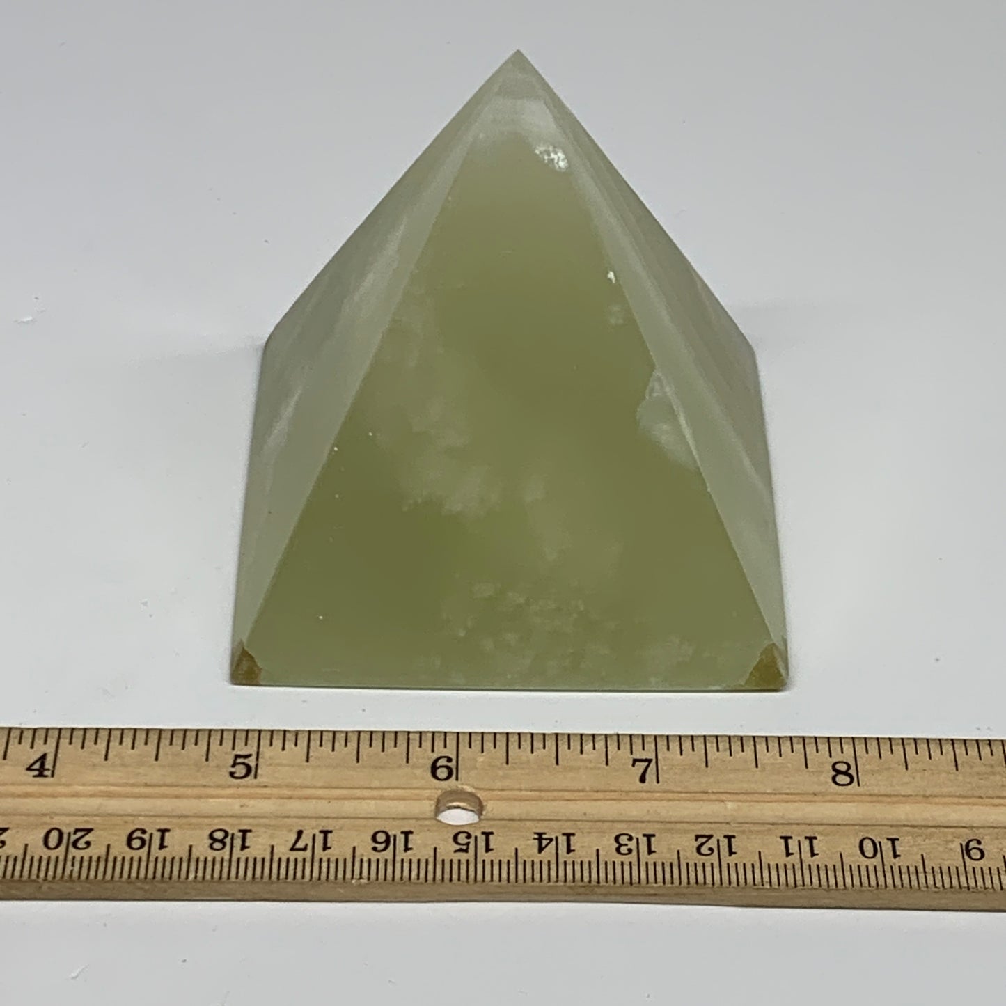 0.91 lbs, 3"x2.9"x2.9", Green Onyx Pyramid Gemstone Crystal, B32472