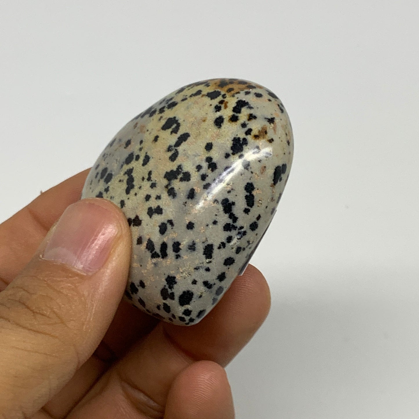77.6g, 1.9"x2.1"x0.9" Dalmatian Jasper Heart Polished Healing Home Decor, B29562