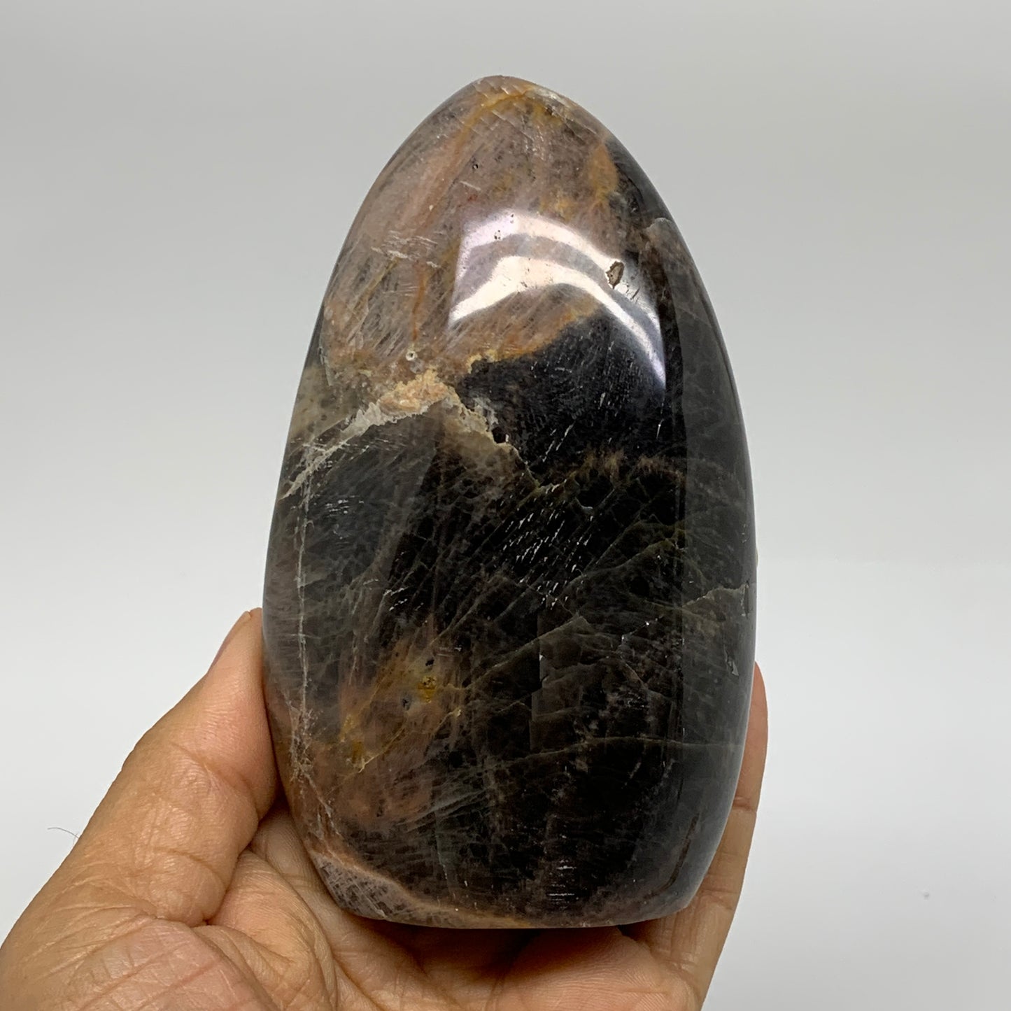 1.09 lbs, 4.4"x2.7"x1.8", Black Moonstone Freeform Polished Crystal, B37513