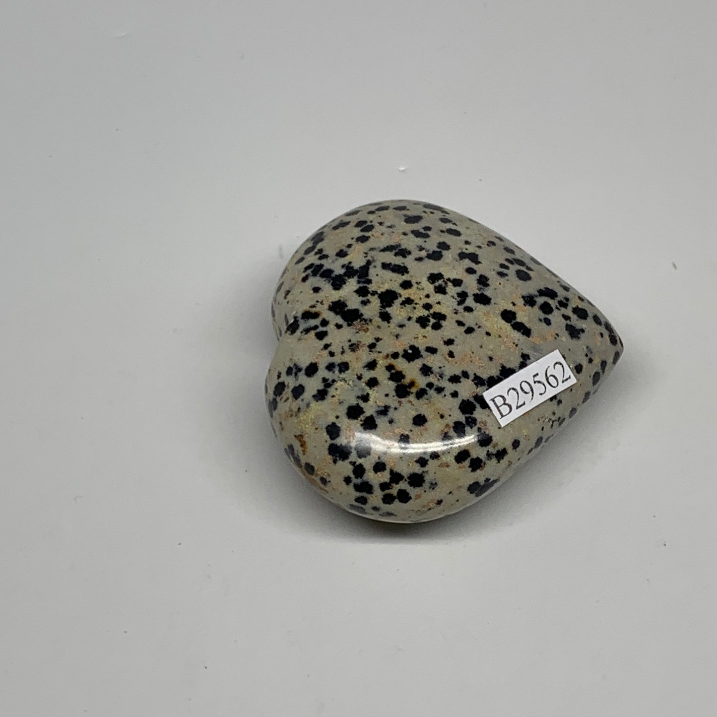 77.6g, 1.9"x2.1"x0.9" Dalmatian Jasper Heart Polished Healing Home Decor, B29562