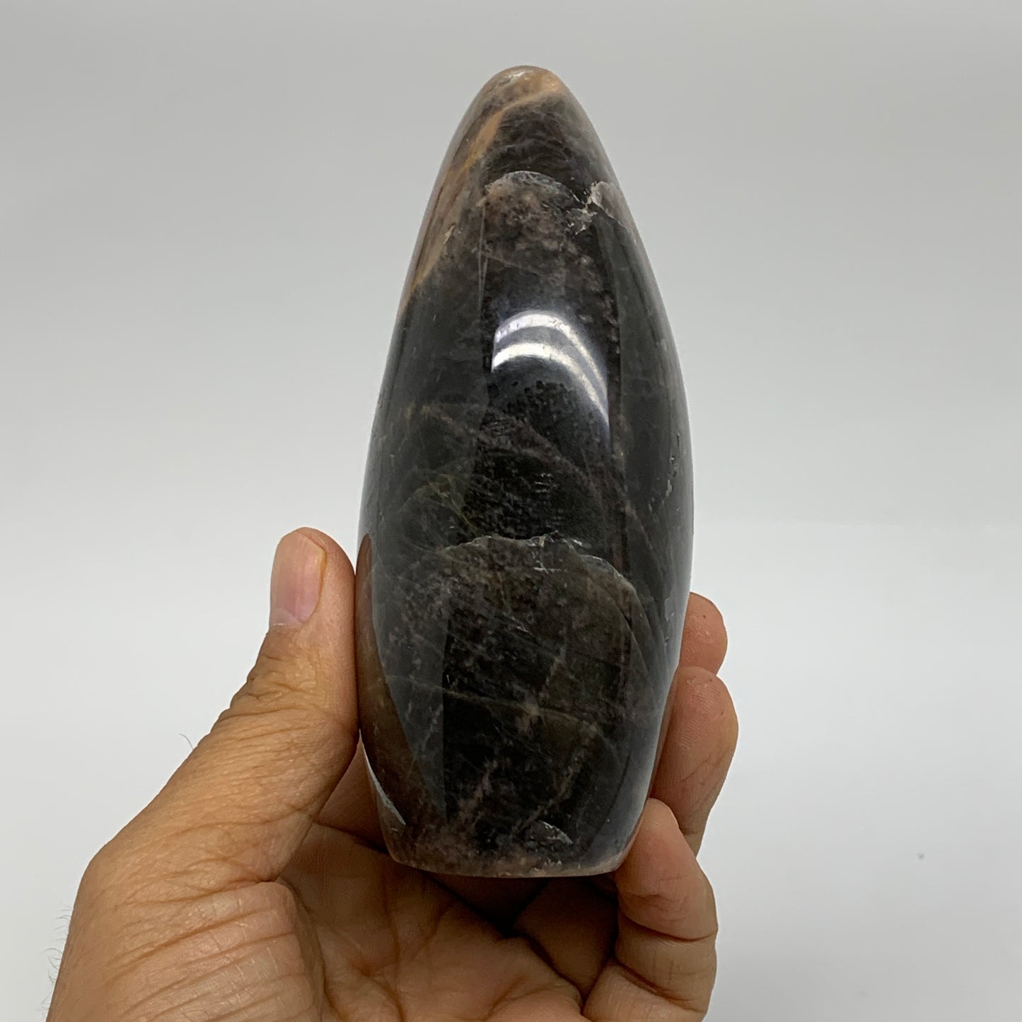 1.09 lbs, 4.4"x2.7"x1.8", Black Moonstone Freeform Polished Crystal, B37513