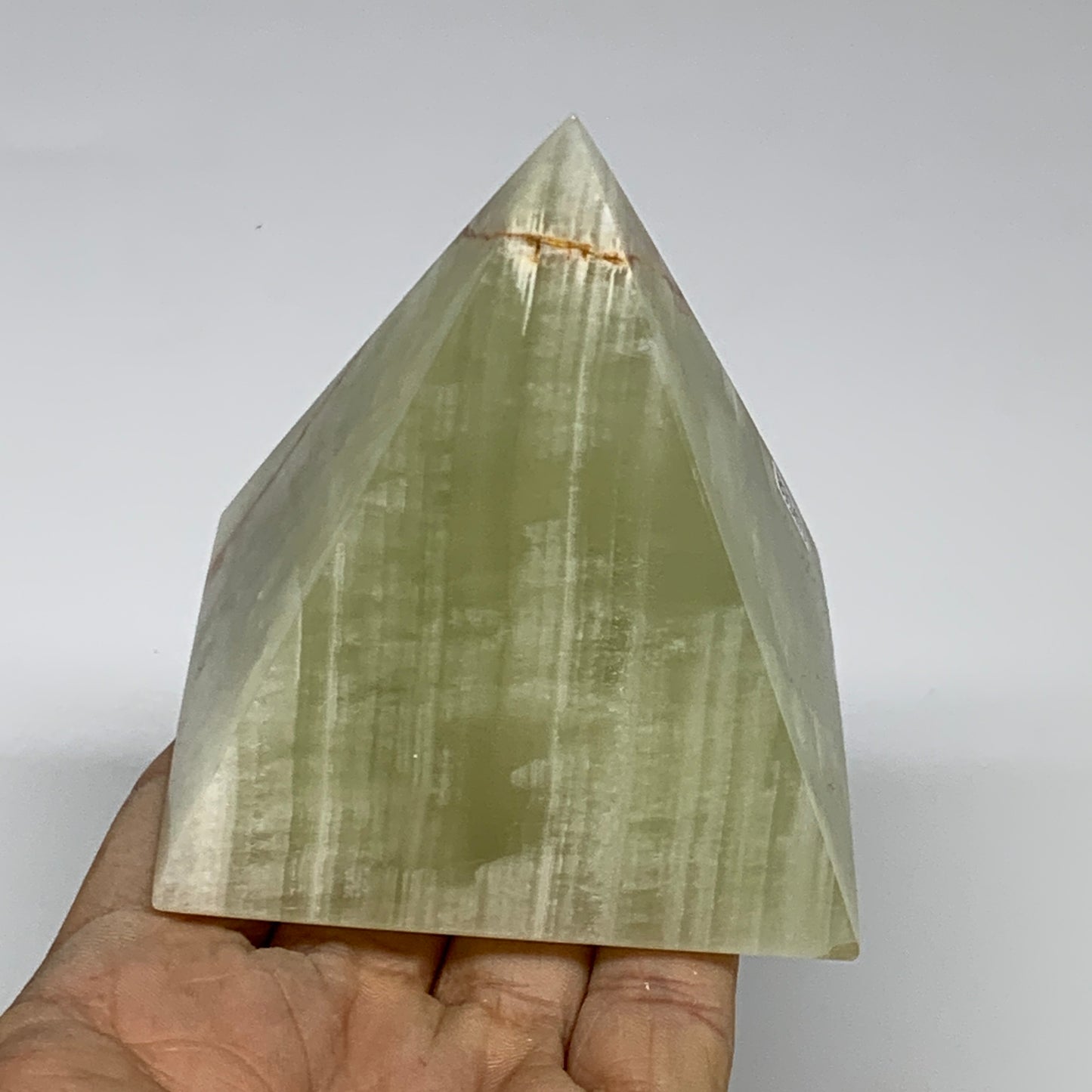 0.9 lbs, 3"x2.9"x2.9", Green Onyx Pyramid Gemstone Crystal, B32473