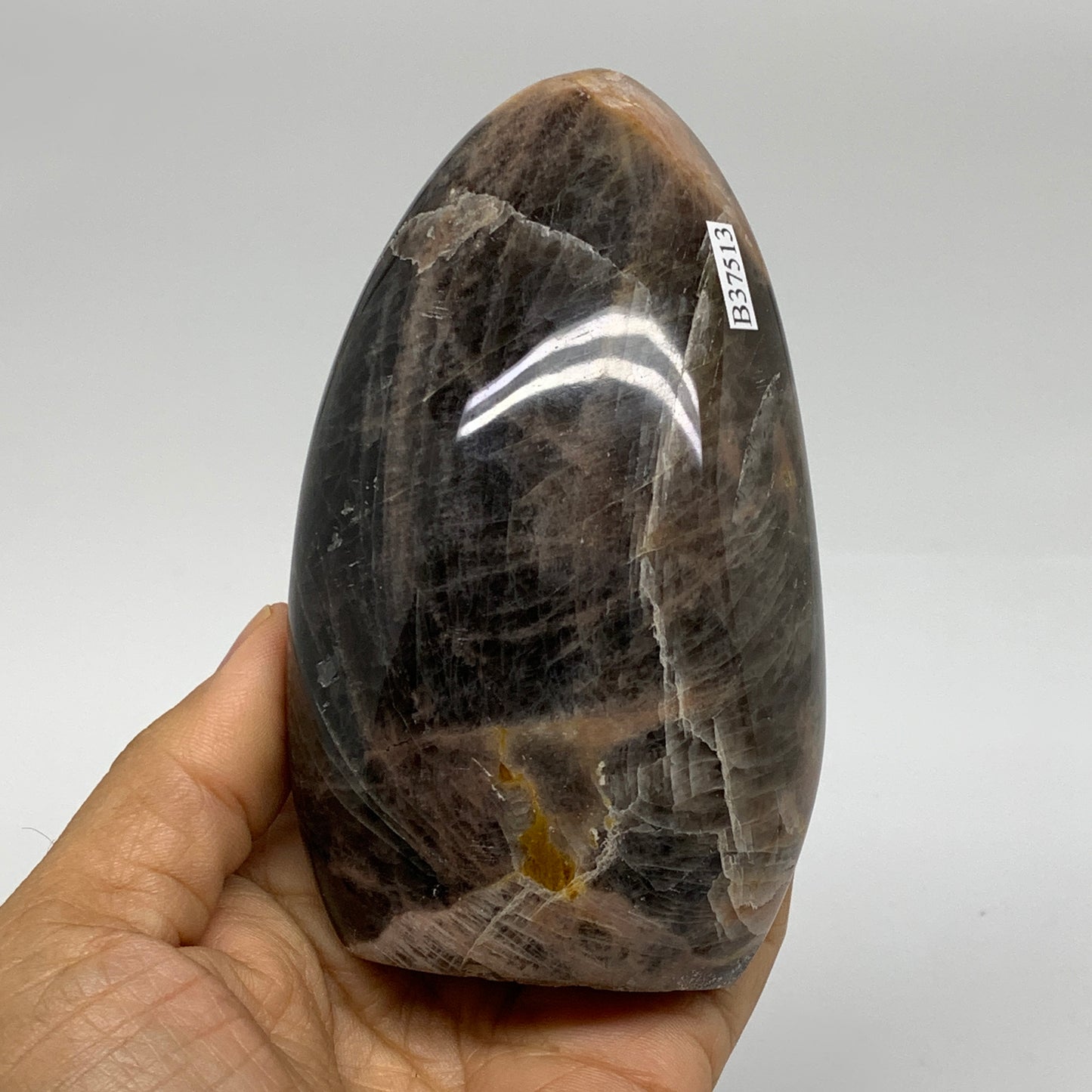 1.09 lbs, 4.4"x2.7"x1.8", Black Moonstone Freeform Polished Crystal, B37513