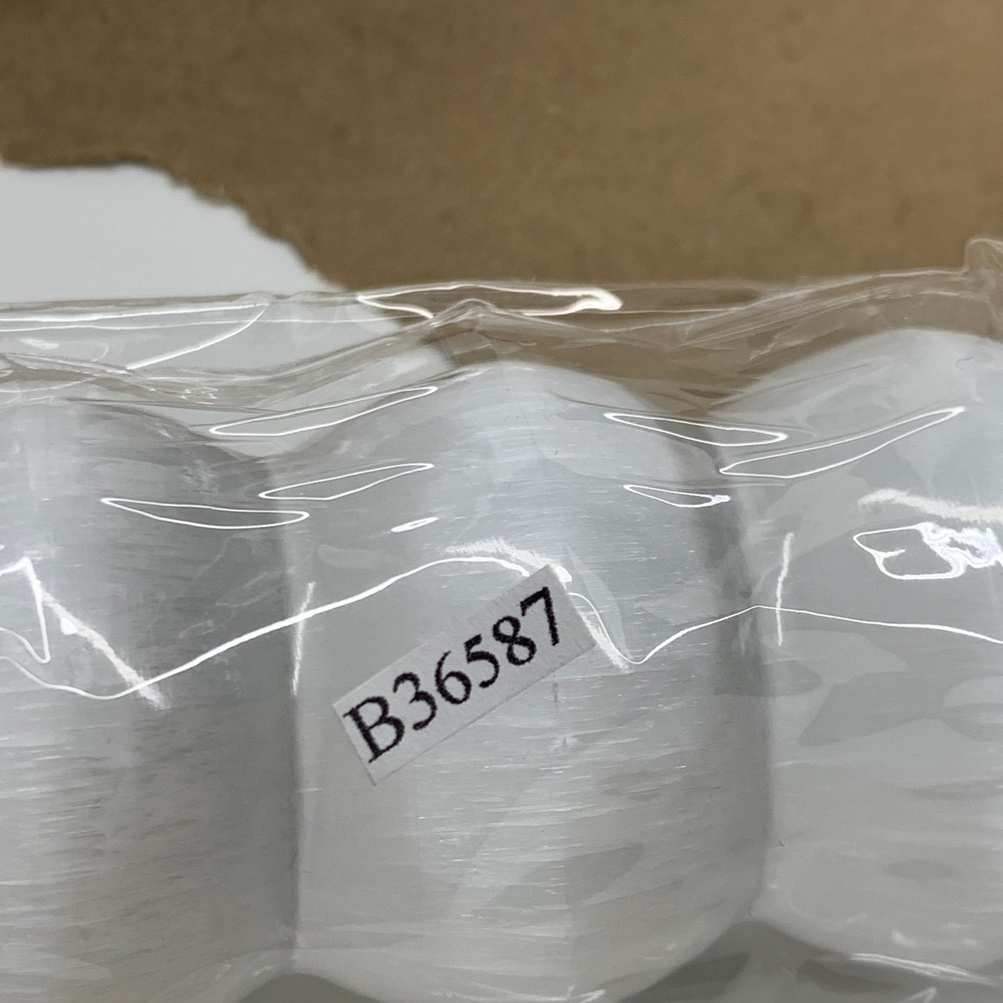 0.89 1lbs.,7.5"x1.6", Large White Selenite Spiral Wand Crystal Point, B36587