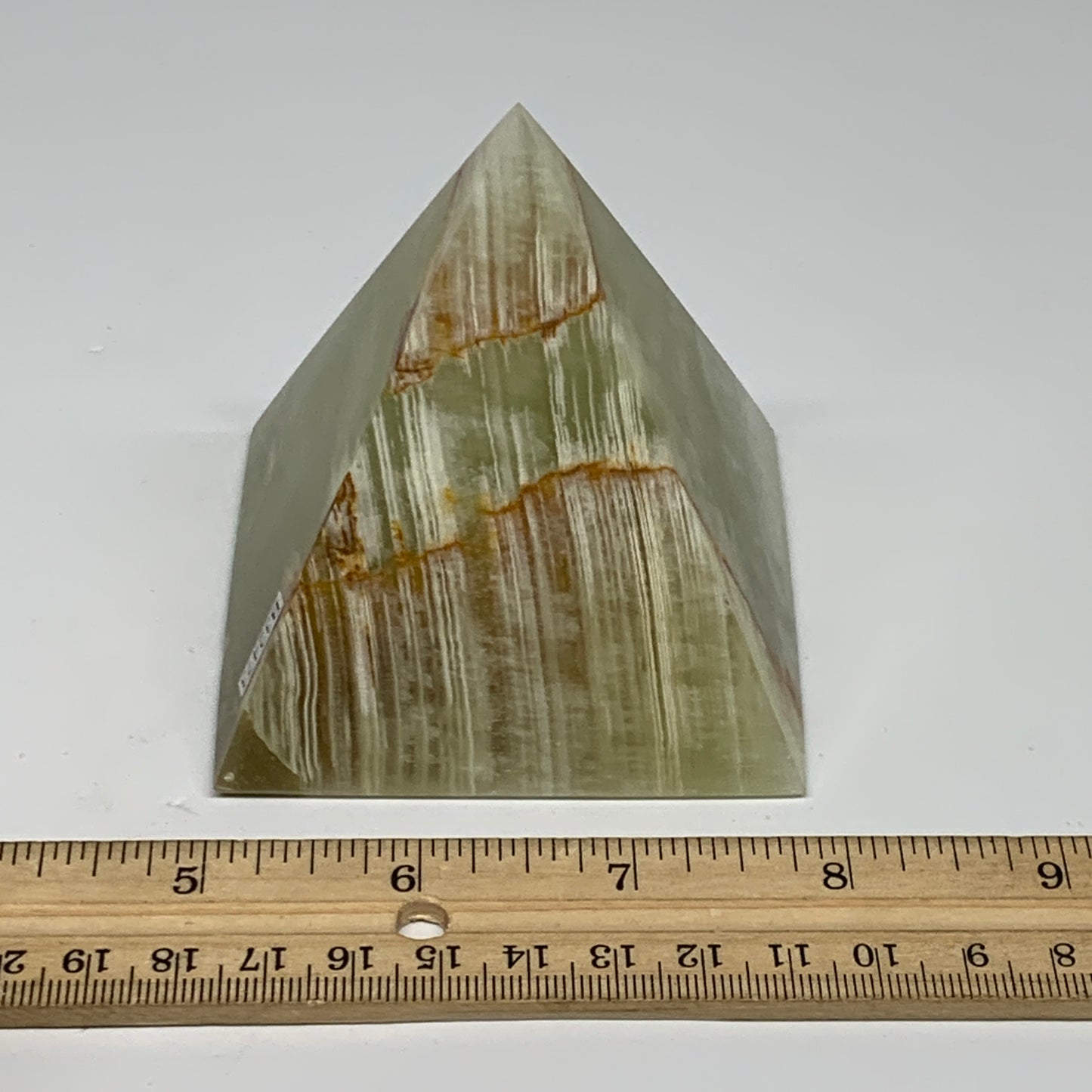 0.9 lbs, 3"x2.9"x2.9", Green Onyx Pyramid Gemstone Crystal, B32473