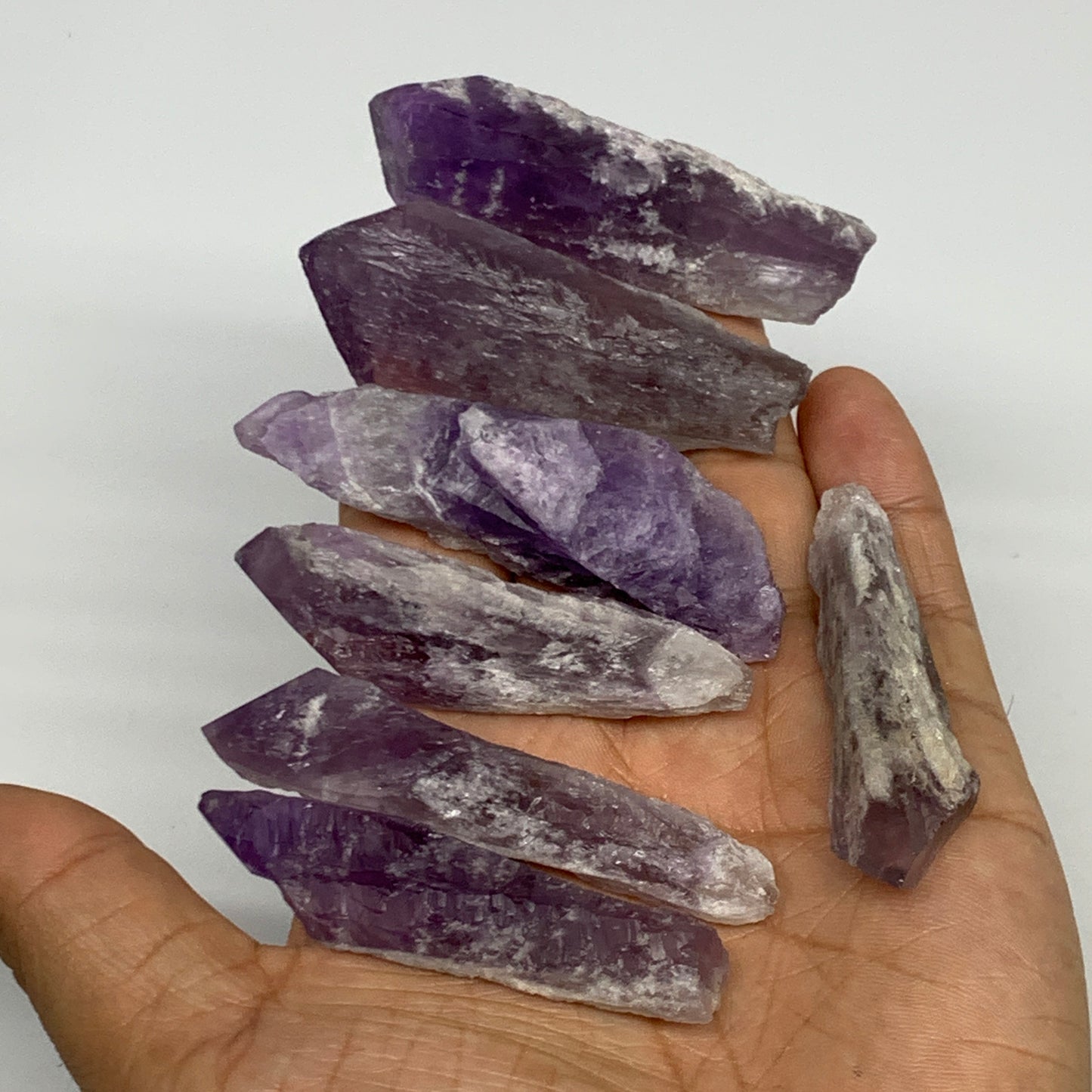 122.8g, 2.3" - 2.7", 7pcs, Amethyst Point Polished Rough lower part @Brazil, B28