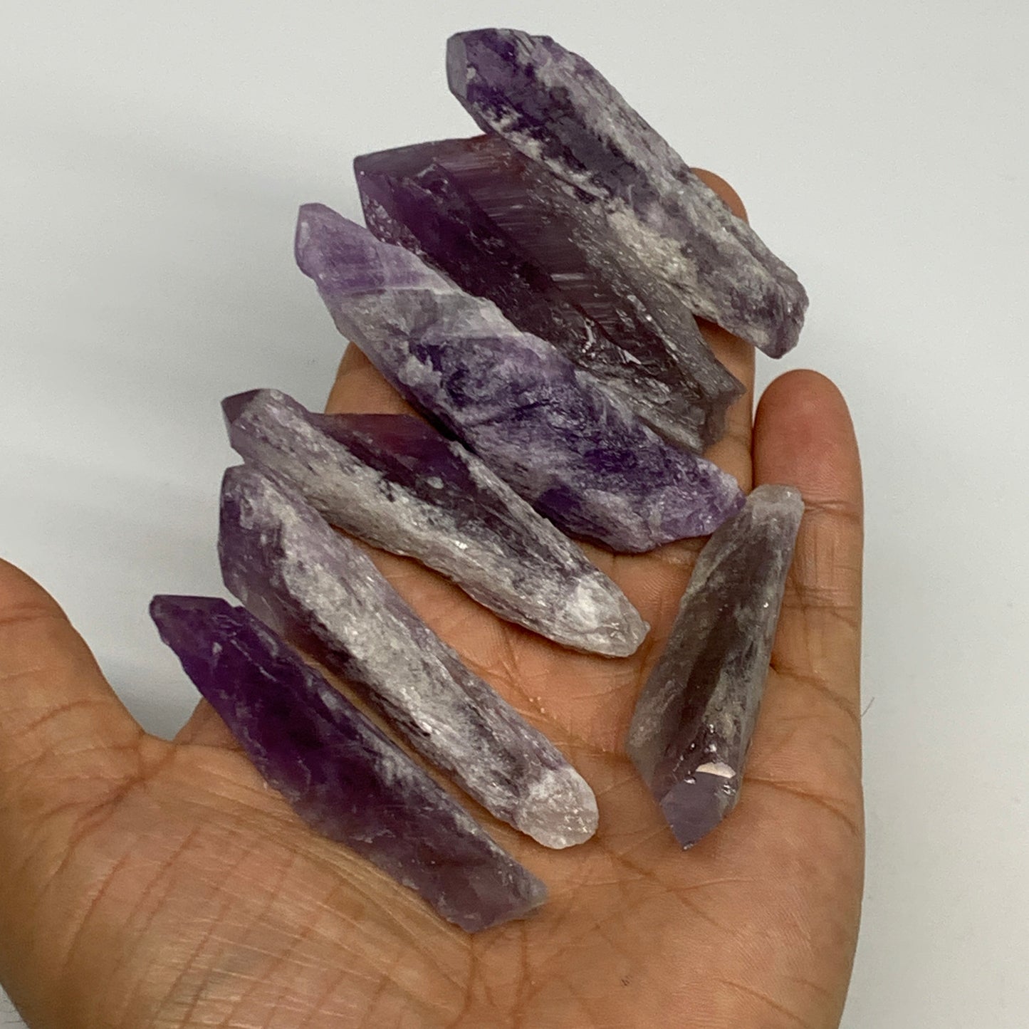 122.8g, 2.3" - 2.7", 7pcs, Amethyst Point Polished Rough lower part @Brazil, B28