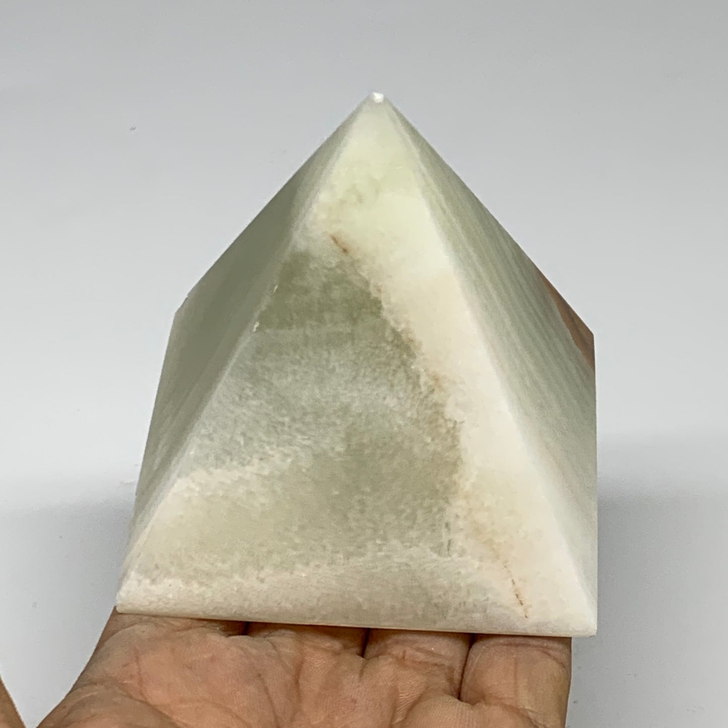 0.87 lbs, 2.8"x2.9"x2.9", Green Onyx Pyramid Gemstone Crystal, B32474