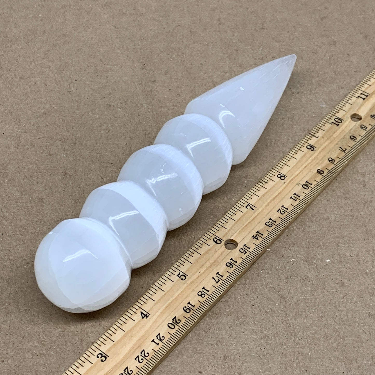 0.79 1lbs.,7.5"x1.6", Large White Selenite Spiral Wand Crystal Point, B36588