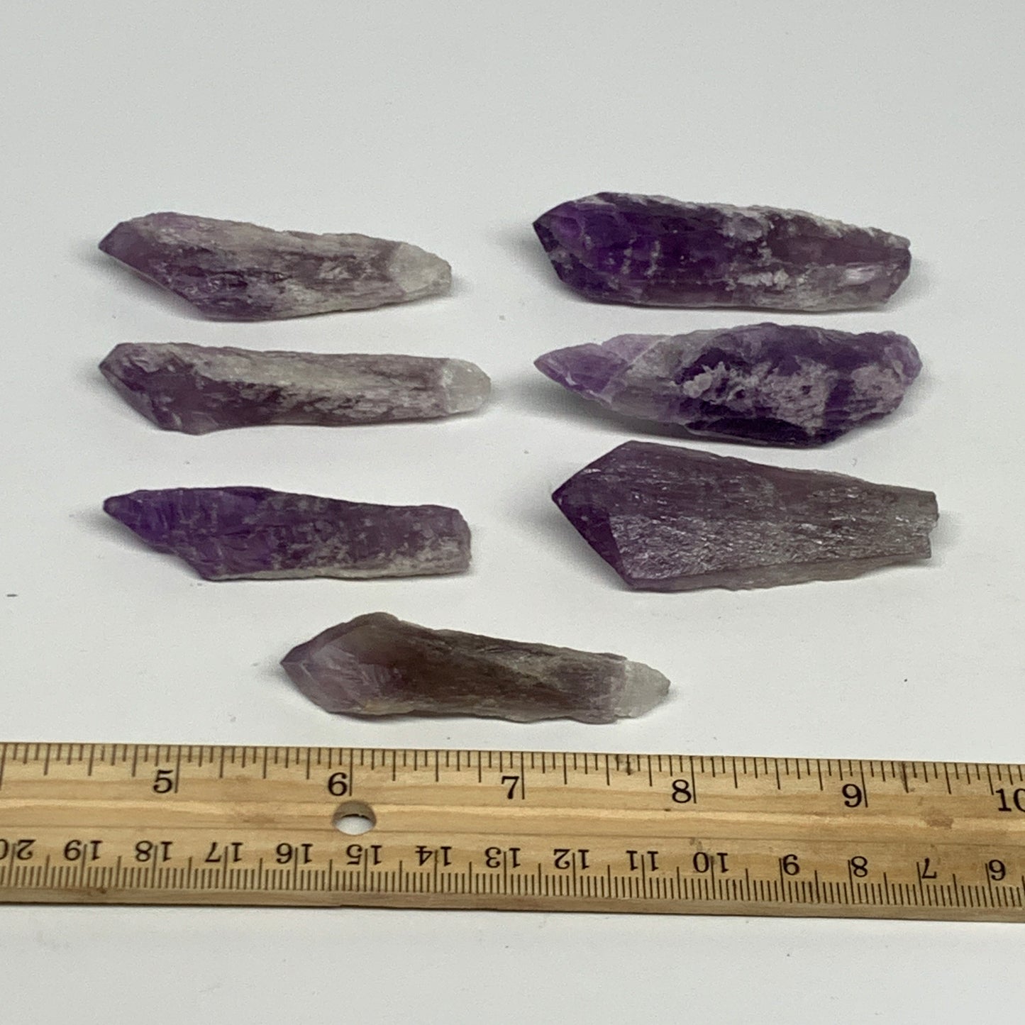 122.8g, 2.3" - 2.7", 7pcs, Amethyst Point Polished Rough lower part @Brazil, B28