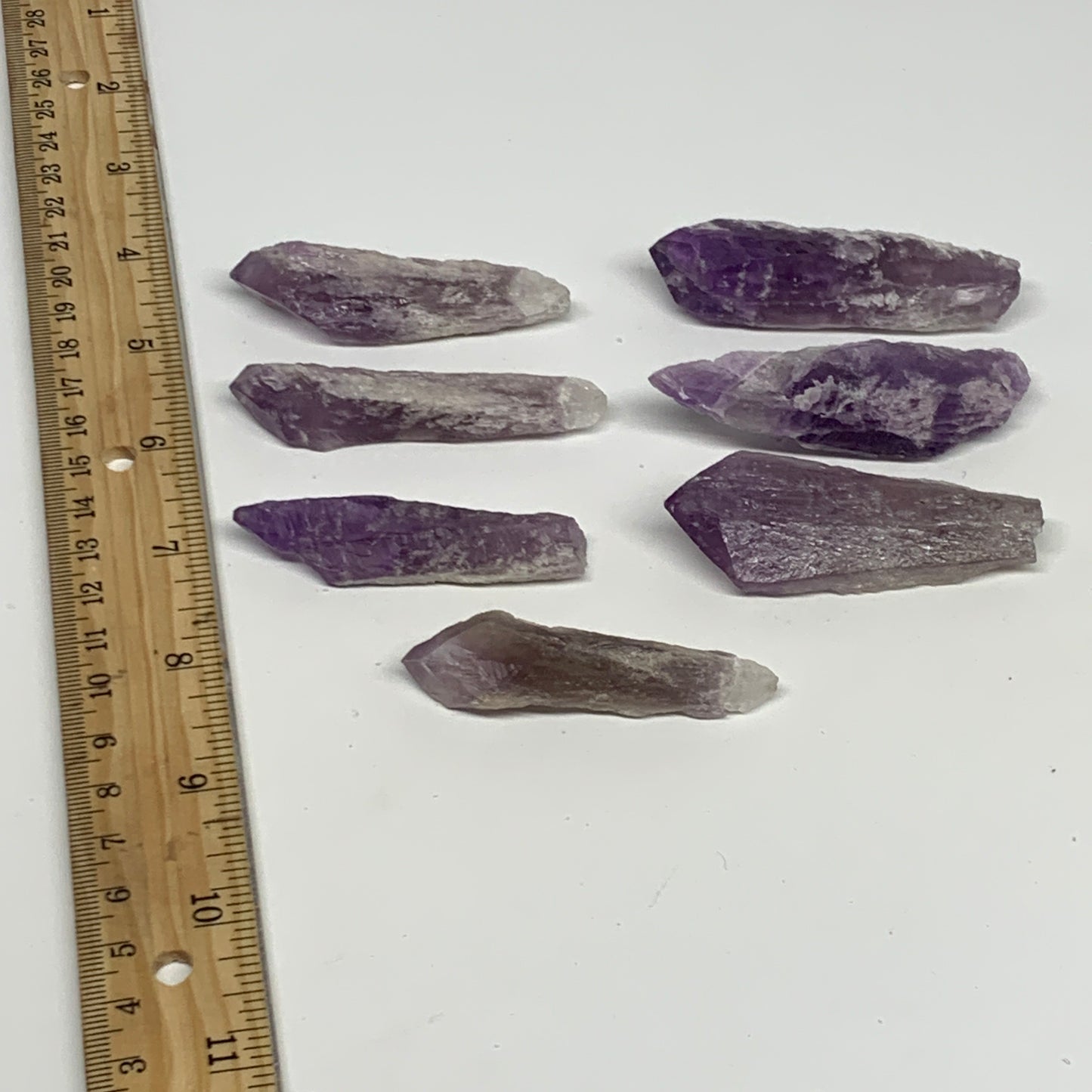 122.8g, 2.3" - 2.7", 7pcs, Amethyst Point Polished Rough lower part @Brazil, B28