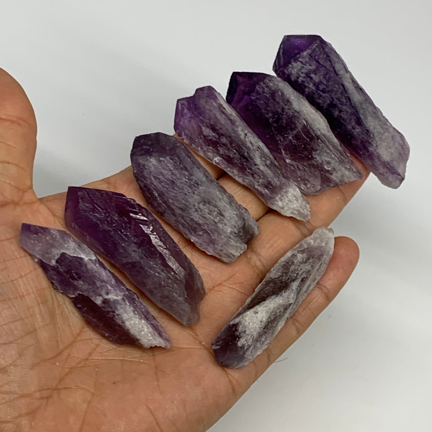 132.9g, 1.9" - 2.5", 7pcs, Amethyst Point Polished Rough lower part @Brazil, B28