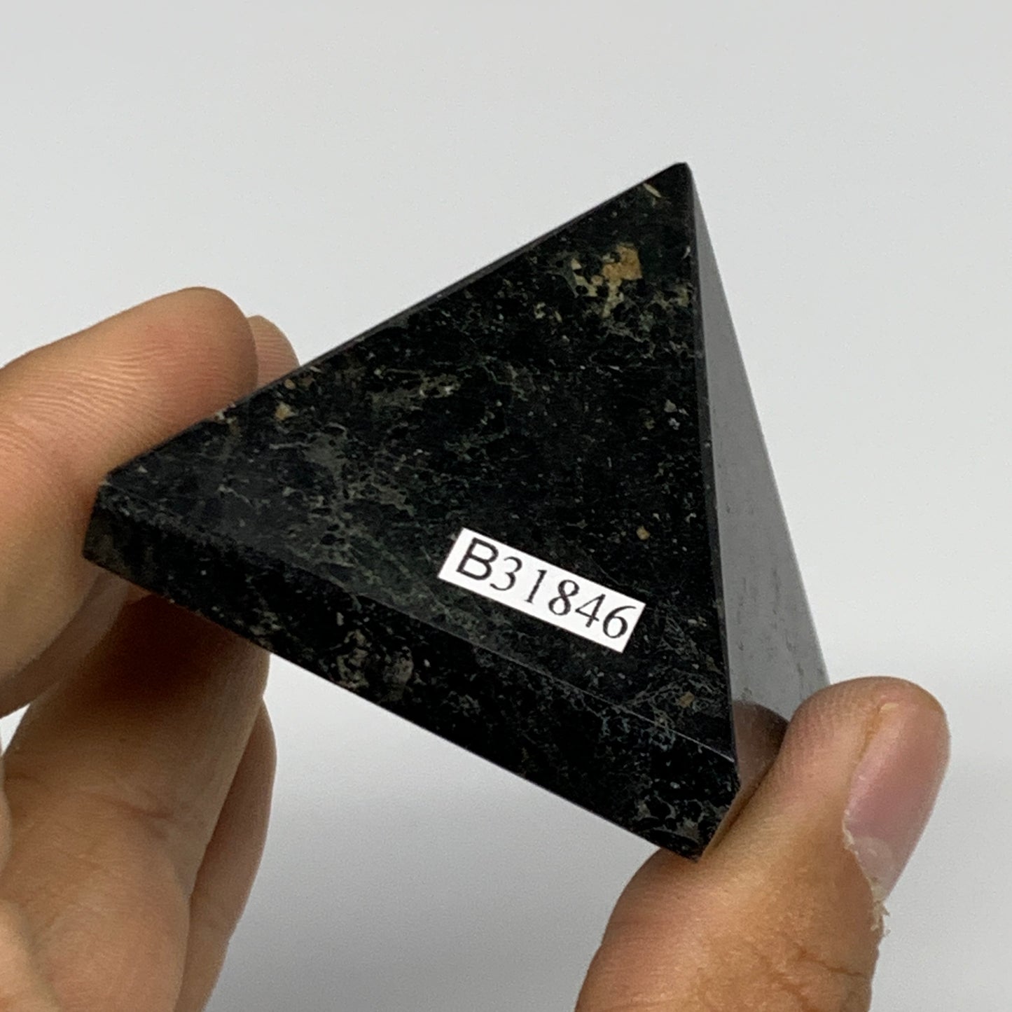 119.4g, 1.5"x1.8"x1.8", Black Tourmaline Pyramid Gemstone,Healing Crystal, B3184